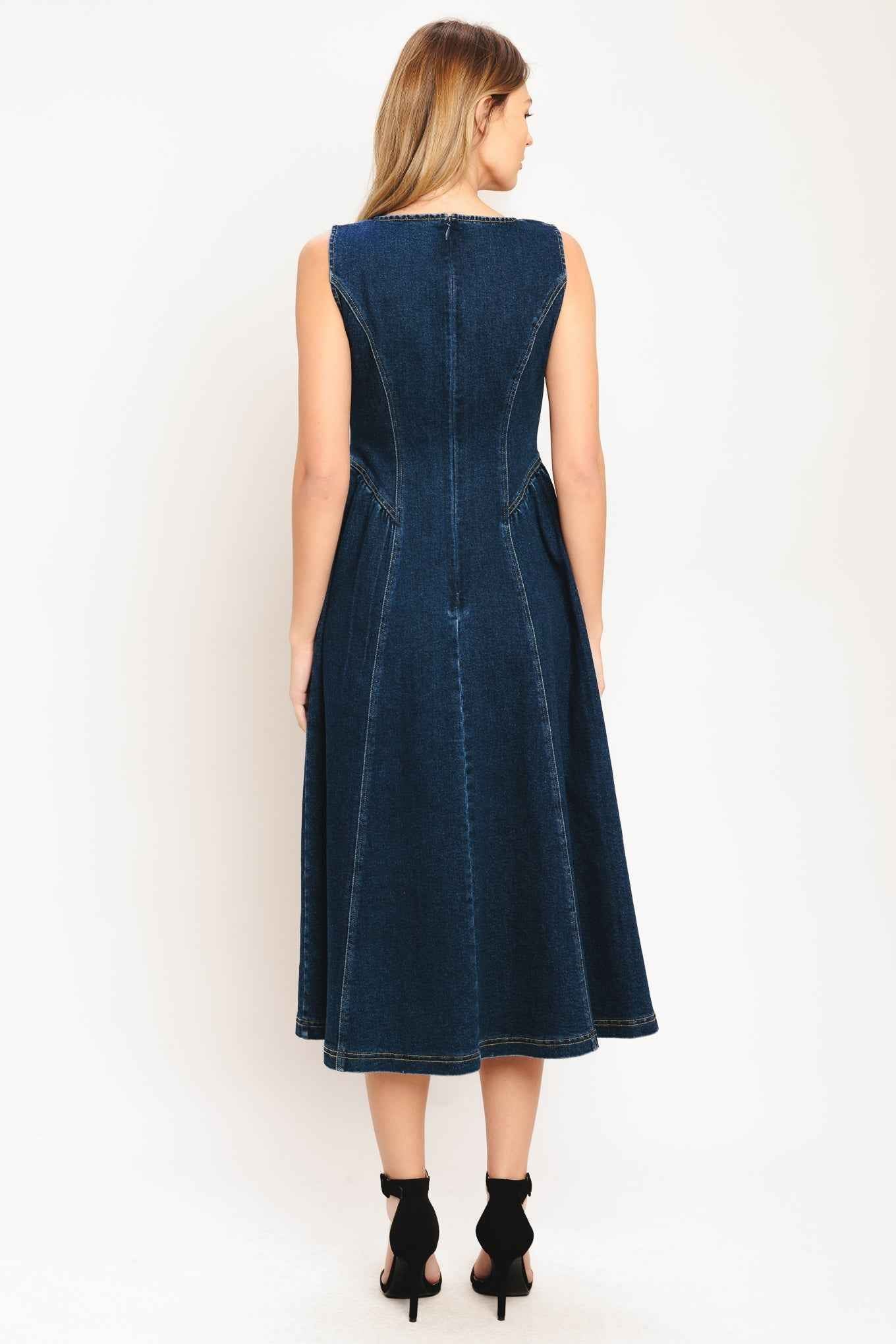 EFFORTLESS POLISH DENIM MIDI DRESS