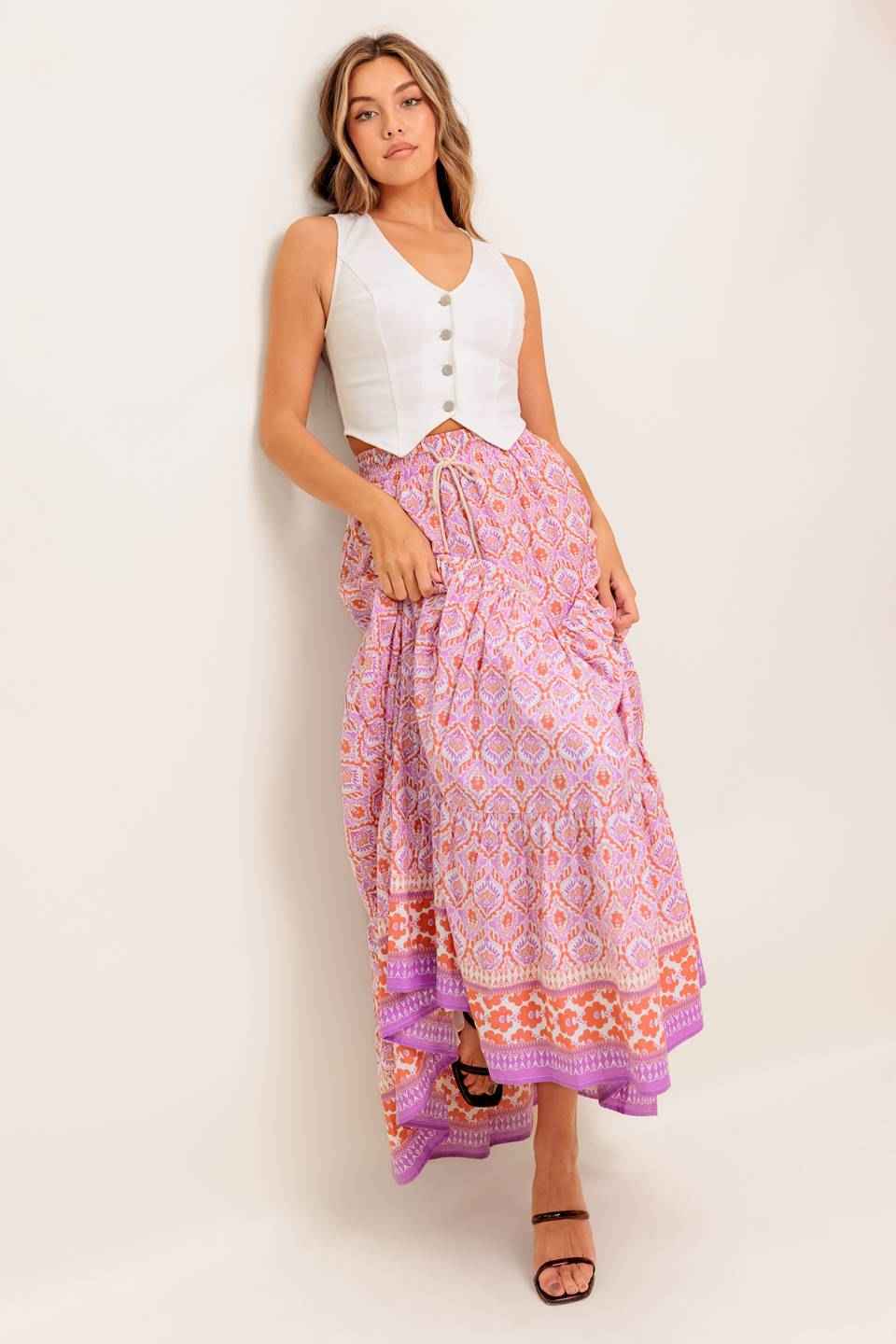 WHISPERING LAVENDER WOVEN MAXI SKIRT