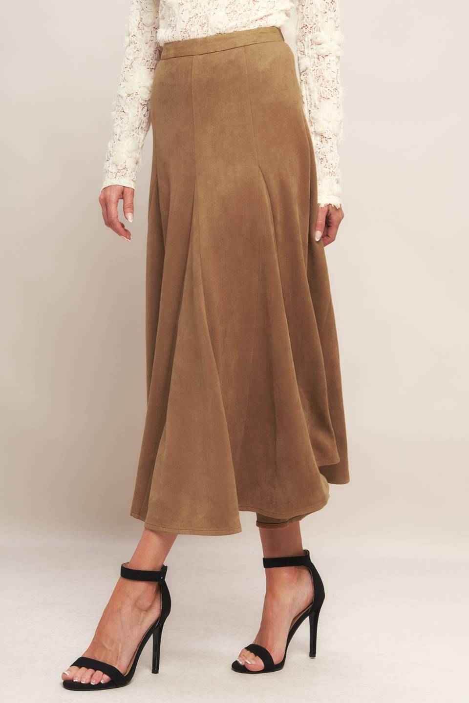 URBAN CHIC FAUX SUEDE MIDI SKIRT