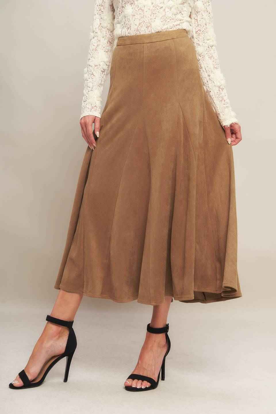 URBAN CHIC FAUX SUEDE MIDI SKIRT