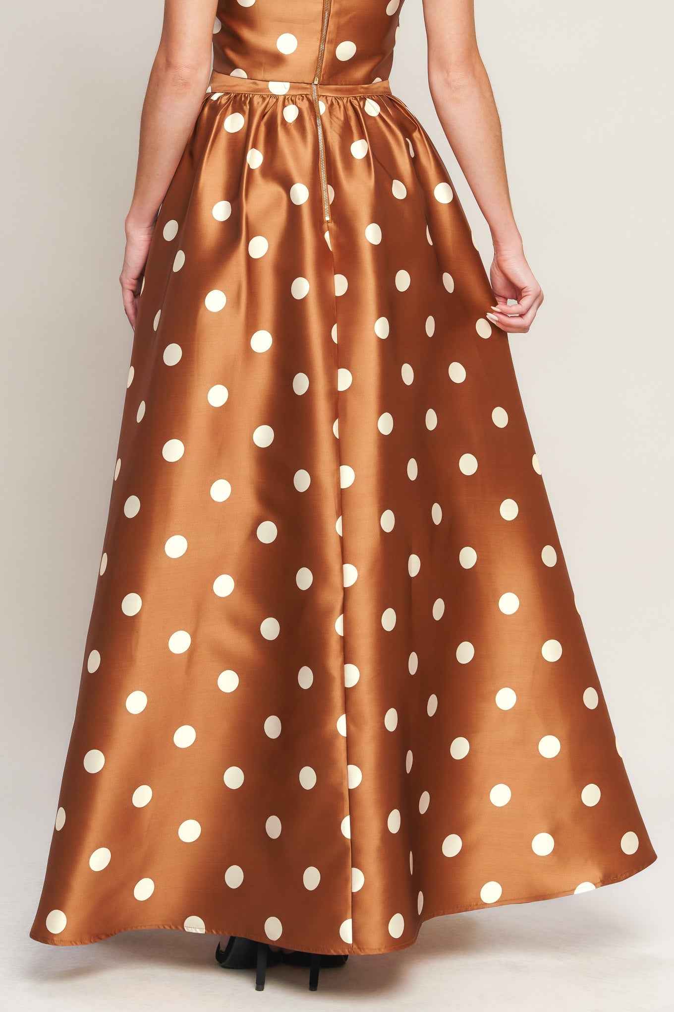 CHIC POLKA FLOW WOVEN FULL MAXI SKIRT
