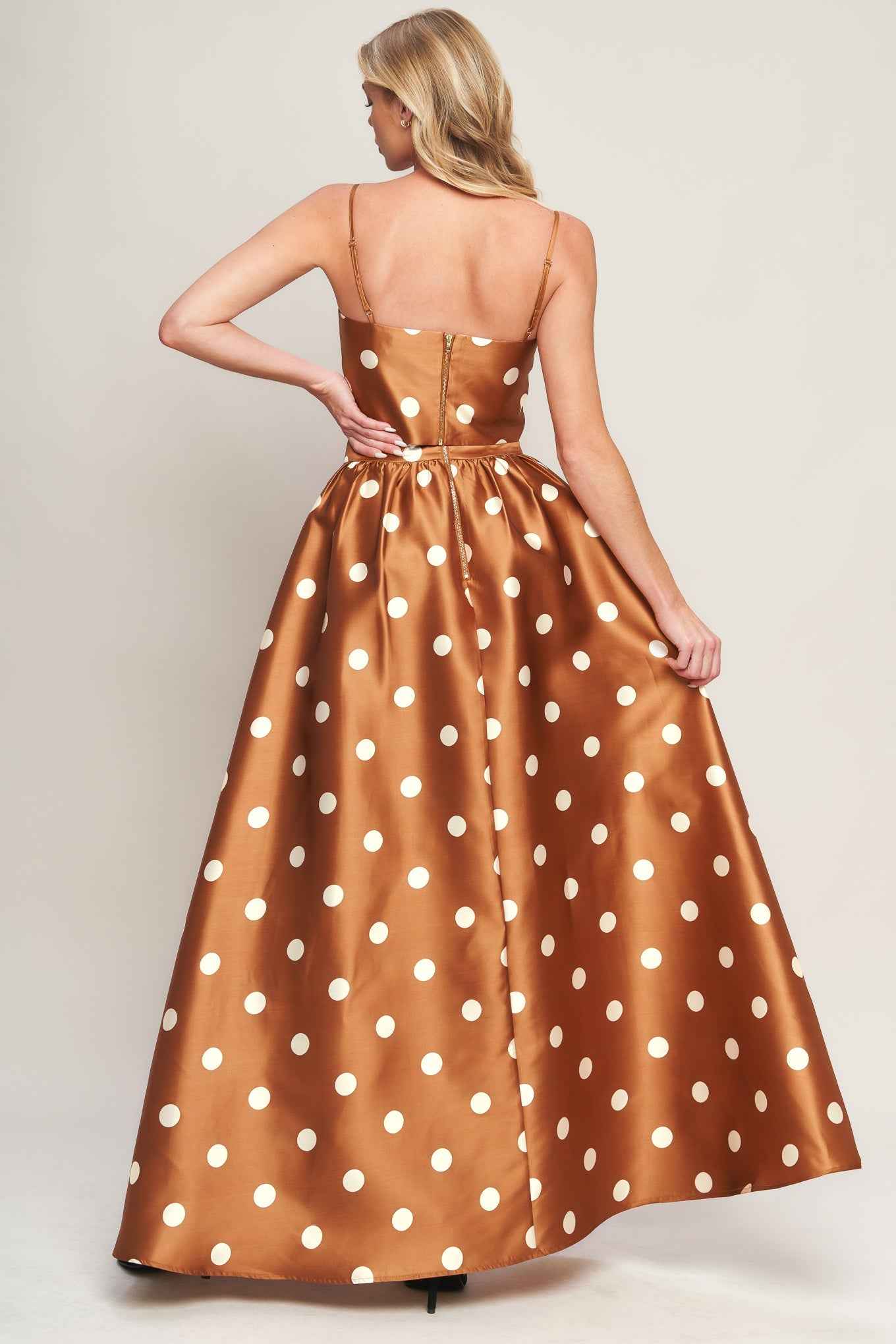 CHIC POLKA FLOW WOVEN FULL MAXI SKIRT