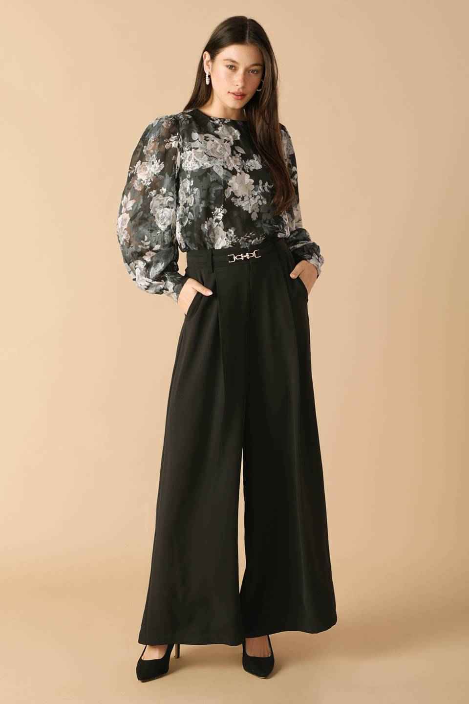 SWEET HARMONY BLACK WOVEN PANTS