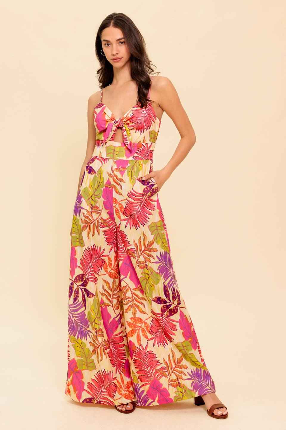 SAFE HAVEN PINK WOVEN JUMPSUIT