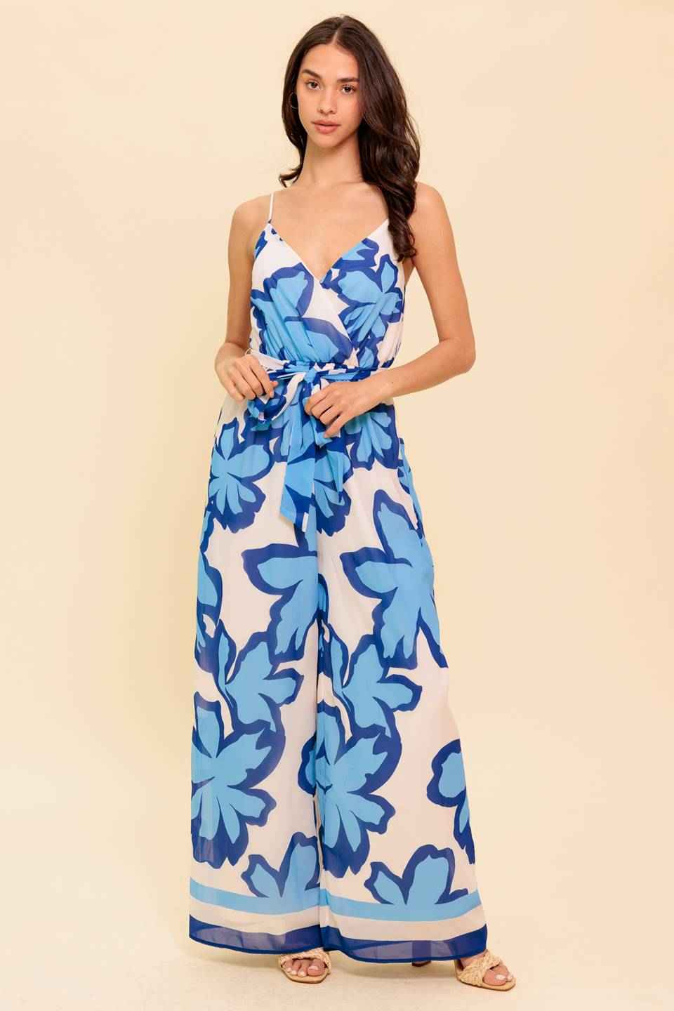 A NOVEL APPROACH NAVY WOVEN JUMPSUIT