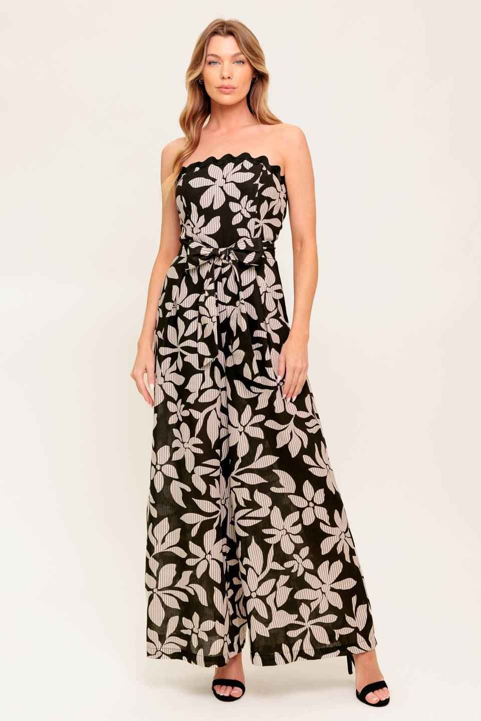 DREAMY ELEGANCE BLACK WOVEN JUMPSUIT