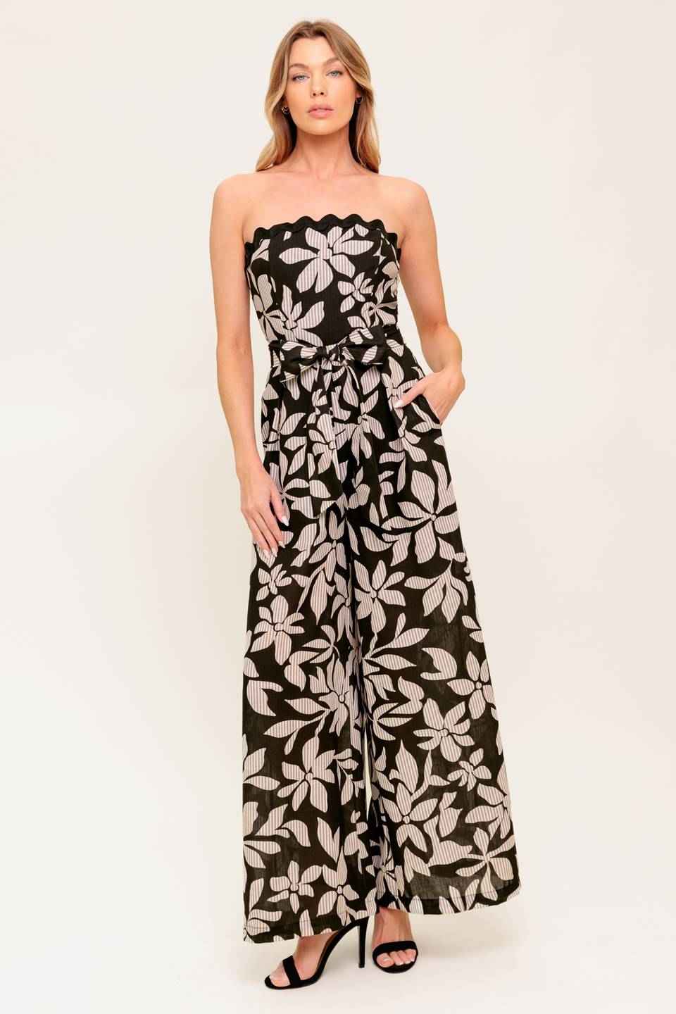 DREAMY ELEGANCE BLACK WOVEN JUMPSUIT