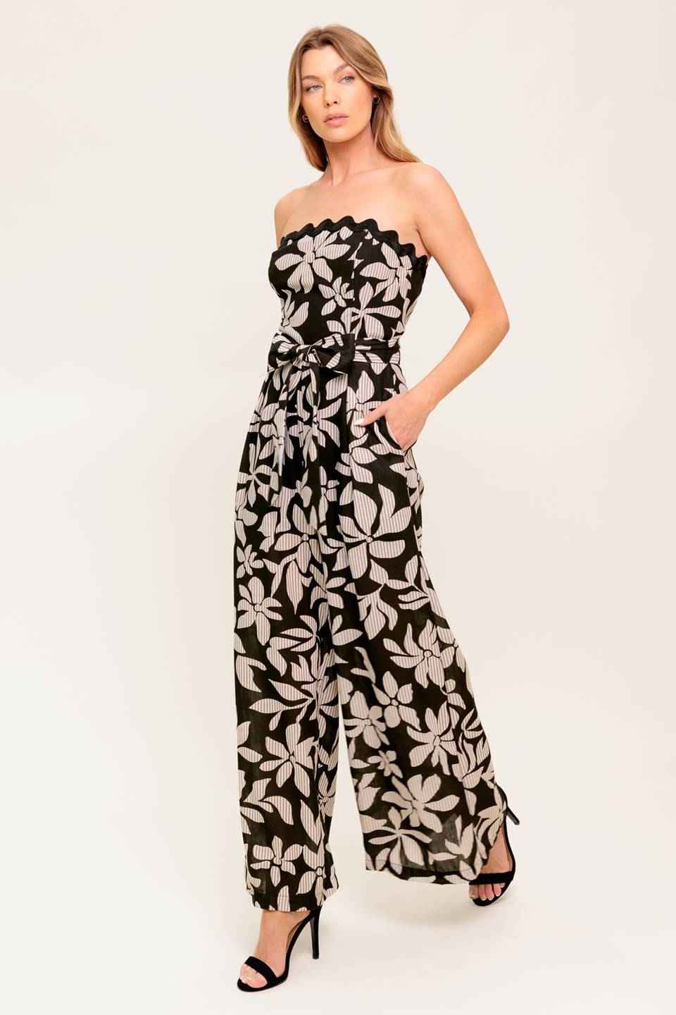 DREAMY ELEGANCE BLACK WOVEN JUMPSUIT