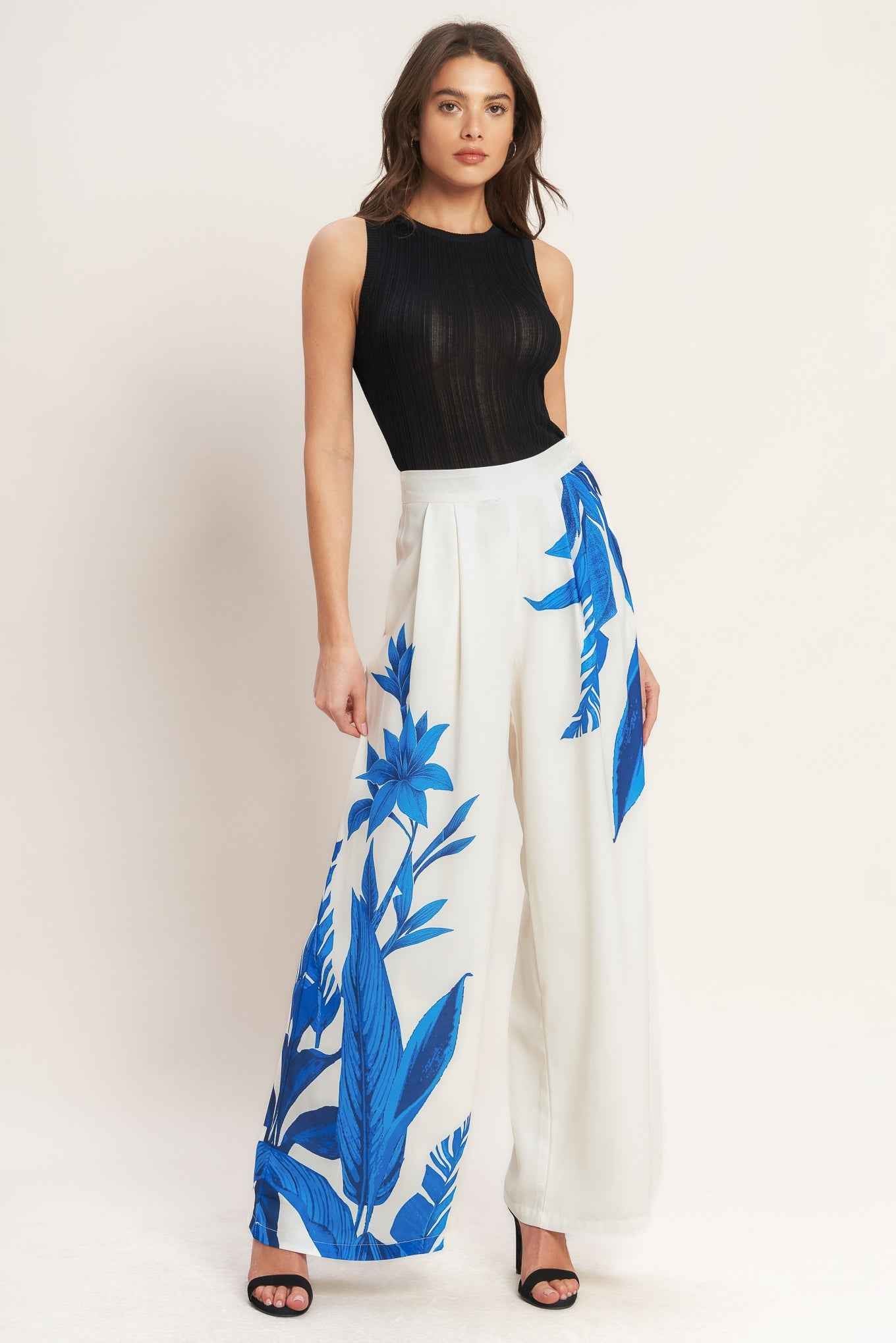 ASYMMETRICAL BOTANICAL WOVEN PANTS