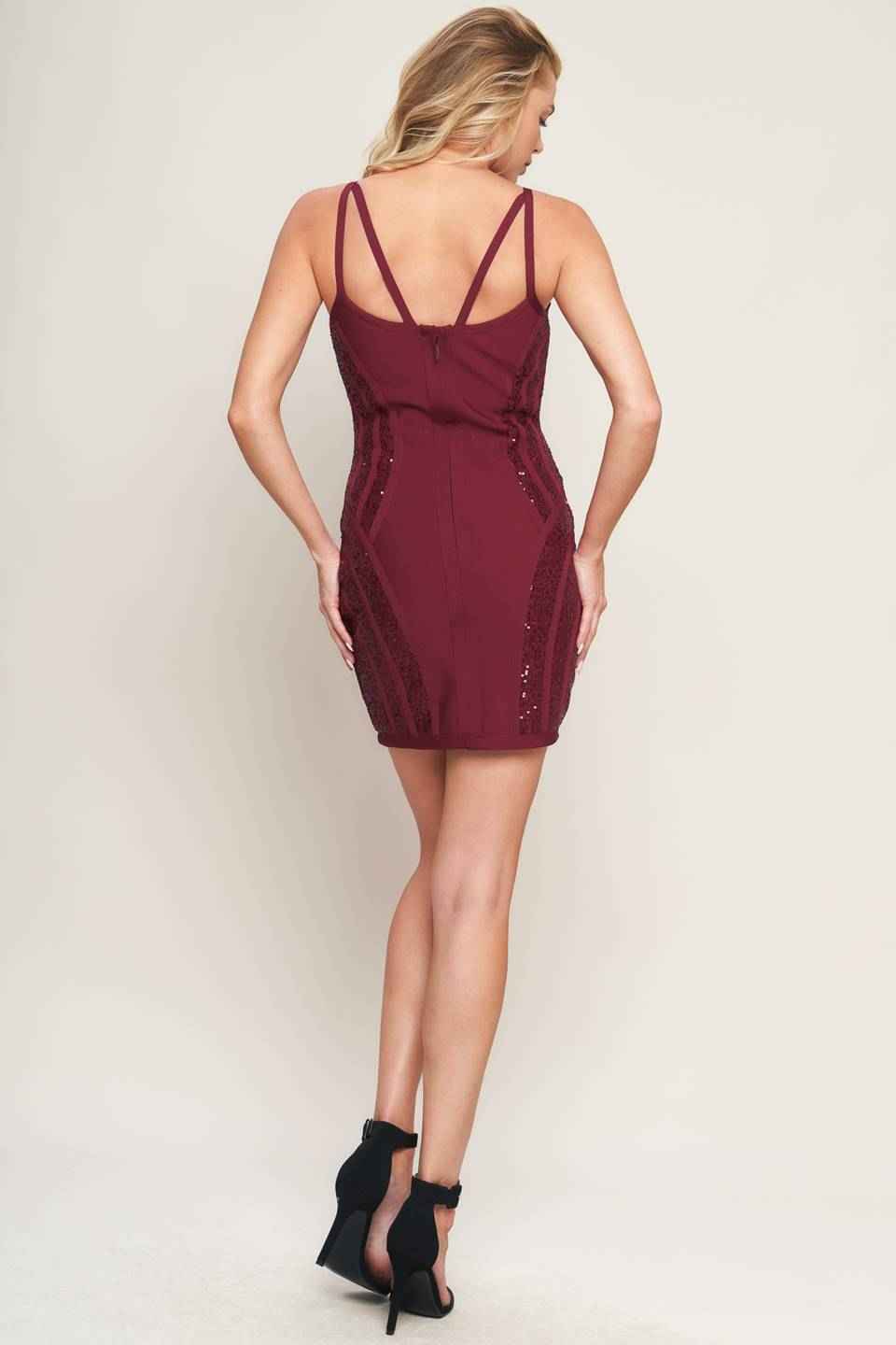 HOLIDAY GLAM BANDAGE MINI DRESS