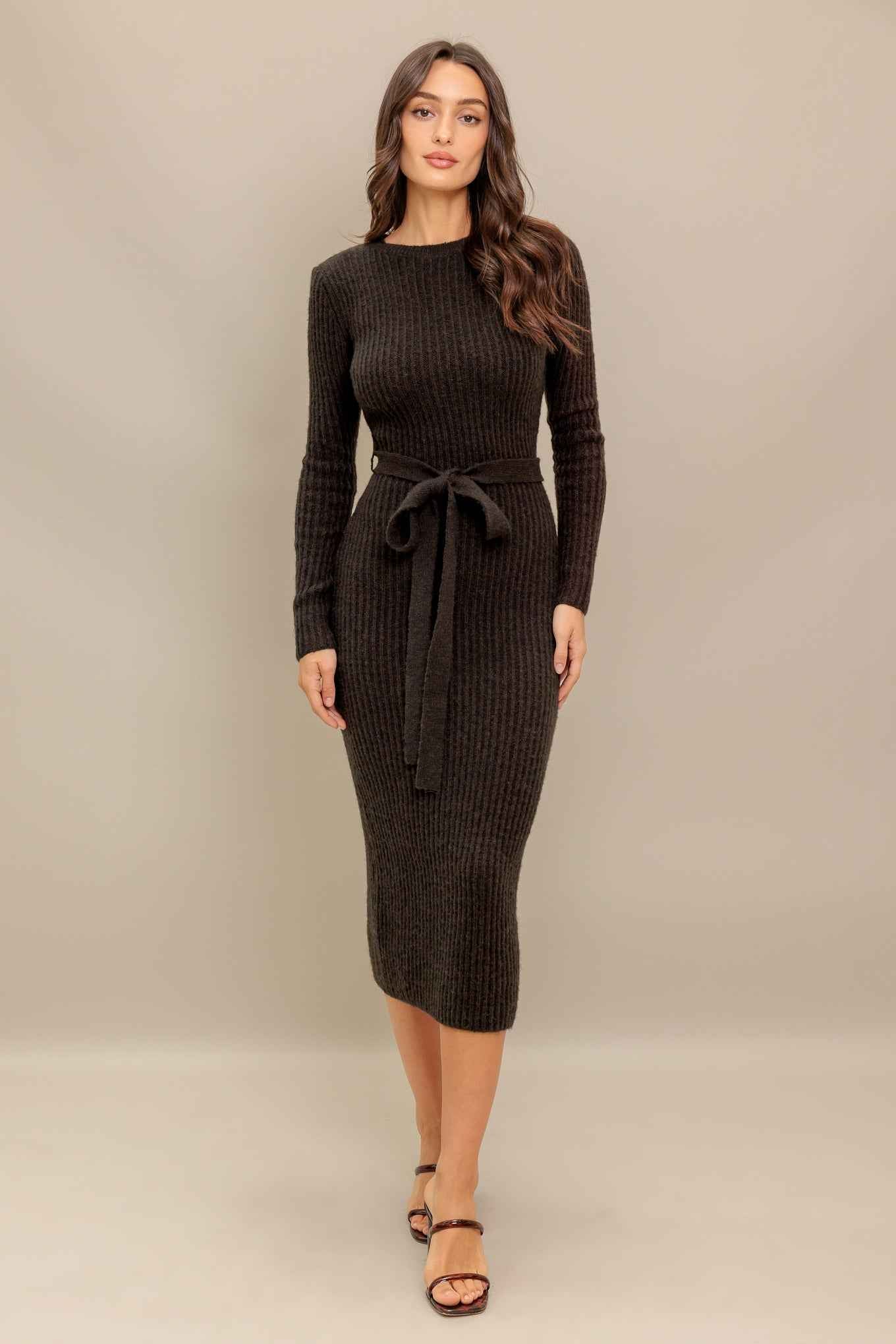 BE GOOD TO ME SWEATER MIDI DRESS