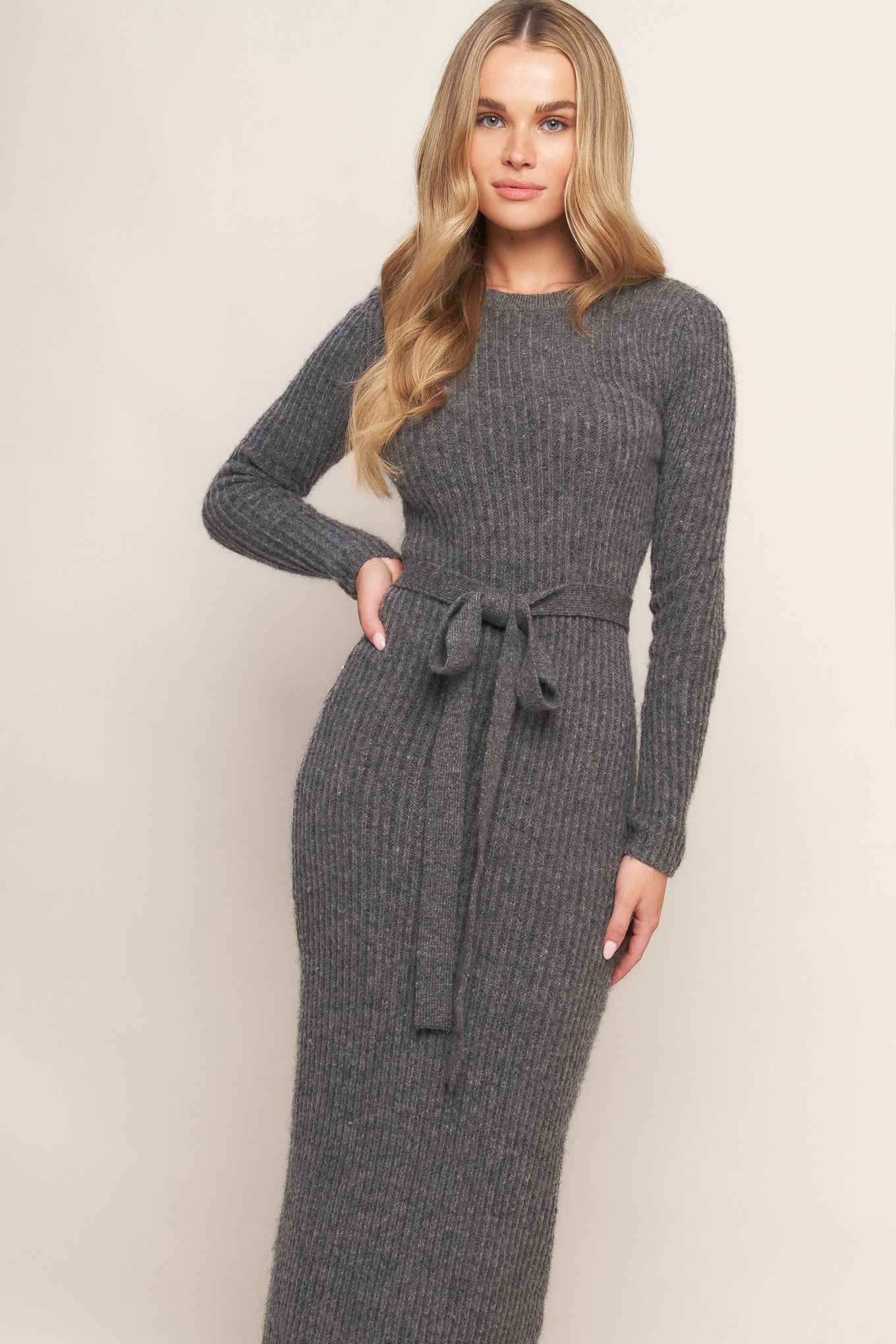 BE GOOD TO ME SWEATER MIDI DRESS