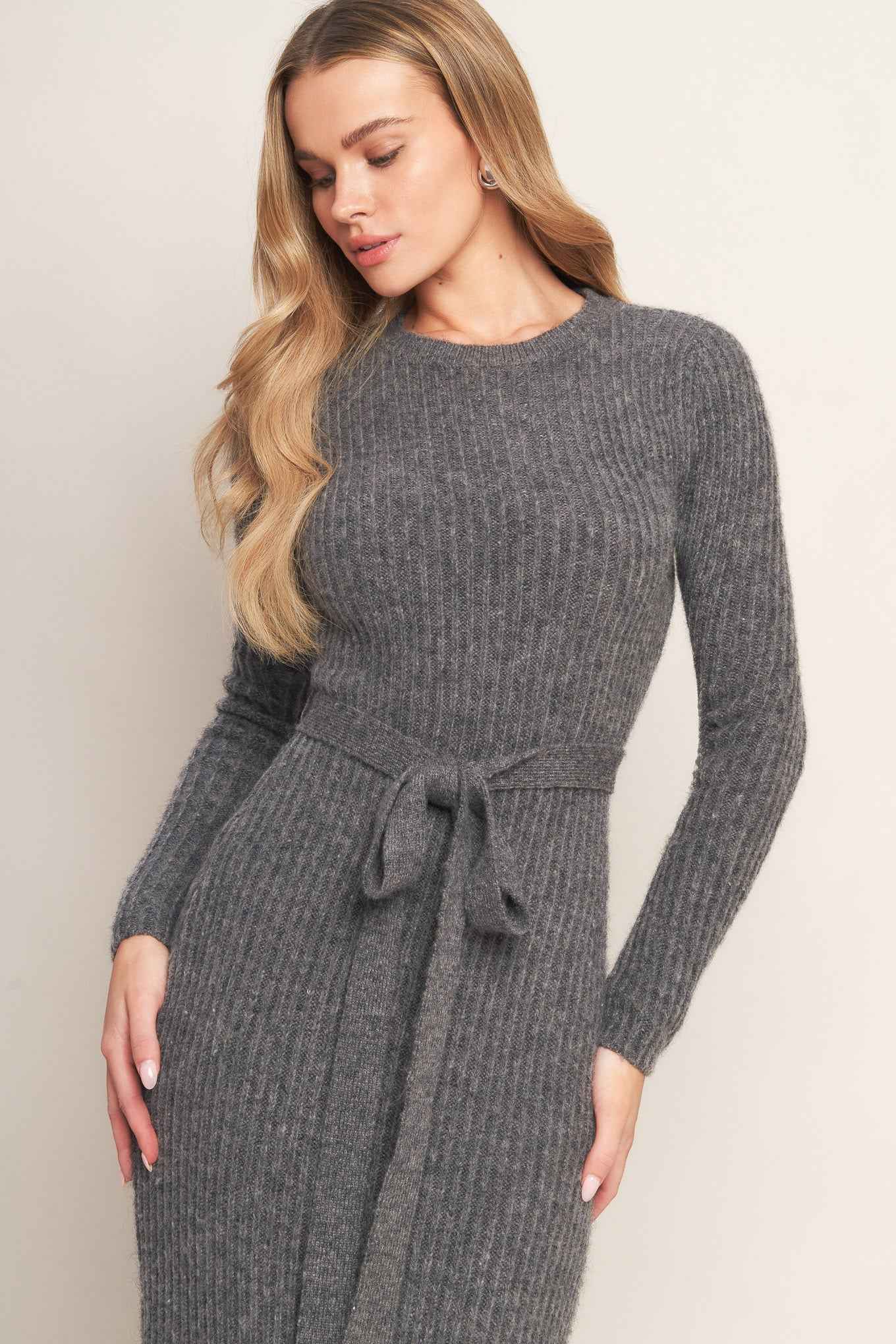 BE GOOD TO ME SWEATER MIDI DRESS