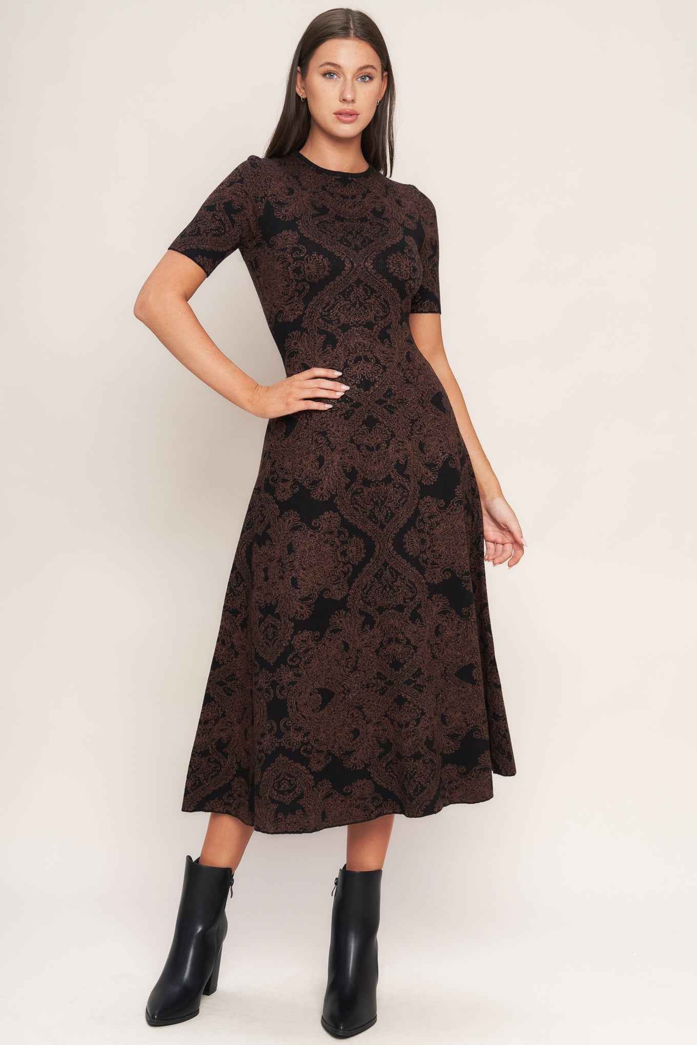 GOTHIC MUSE JACQUARD SWEATER MIDI DRESS