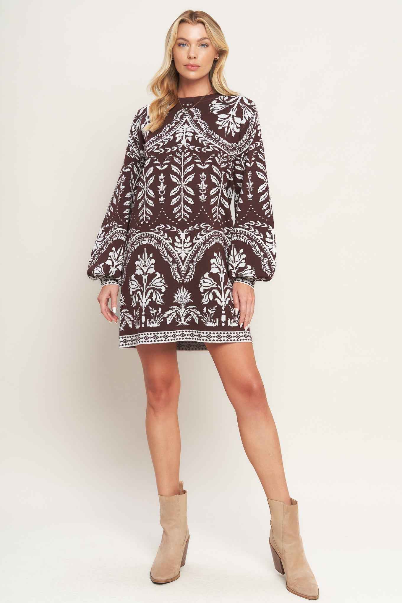 TERRA TAPESTRY SWEATER KNIT MINI DRESS
