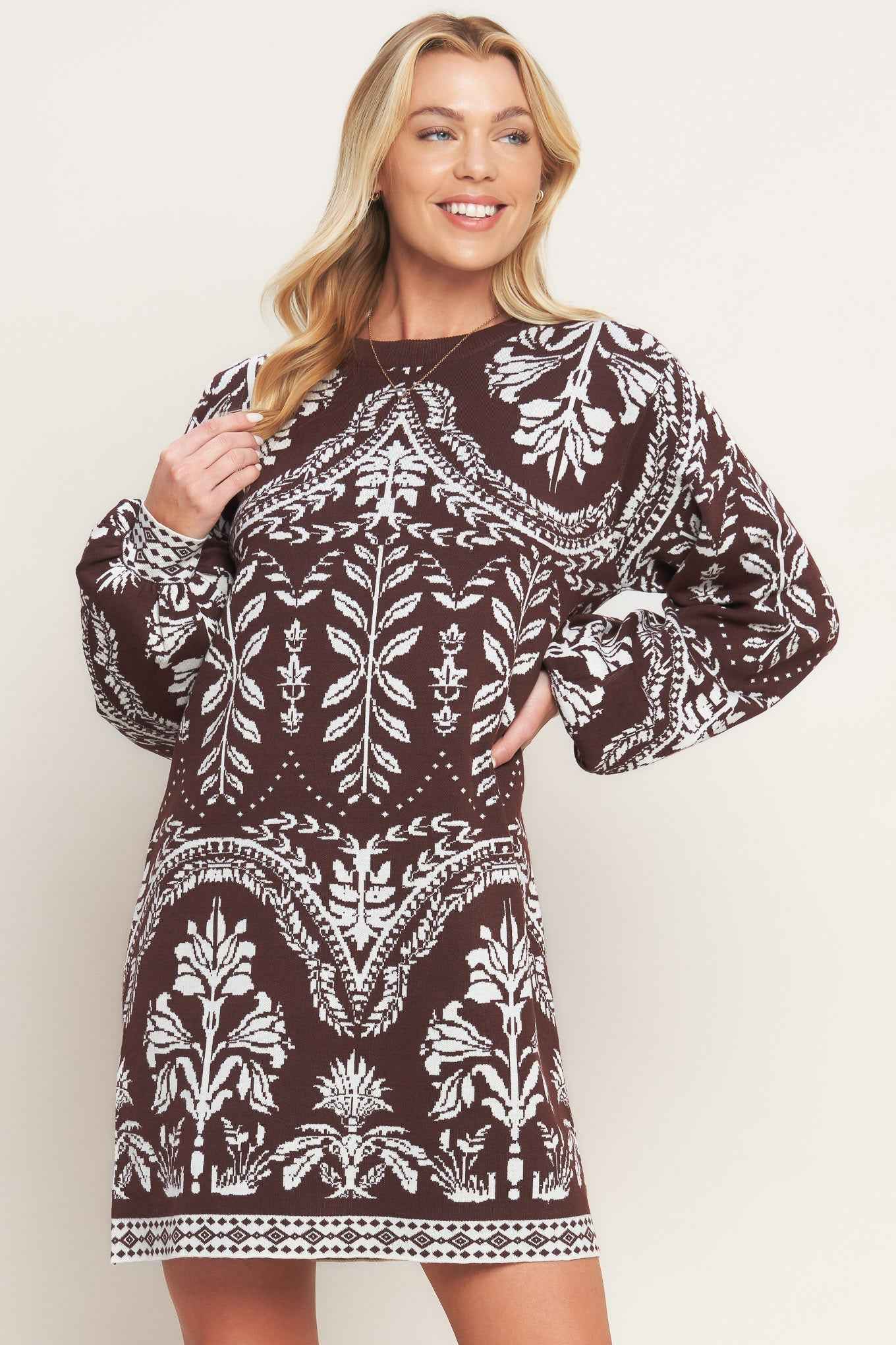TERRA TAPESTRY SWEATER KNIT MINI DRESS