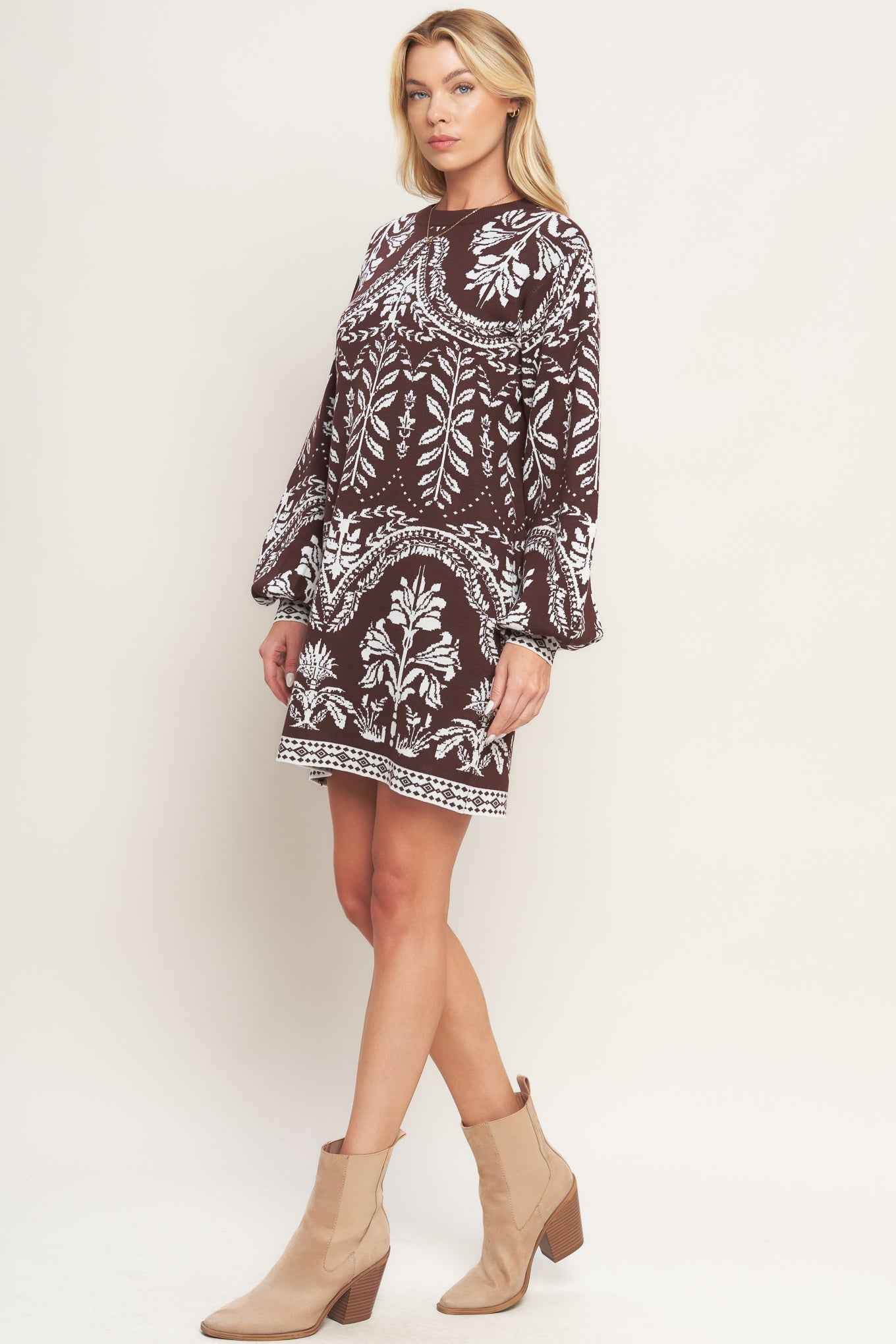 TERRA TAPESTRY SWEATER KNIT MINI DRESS