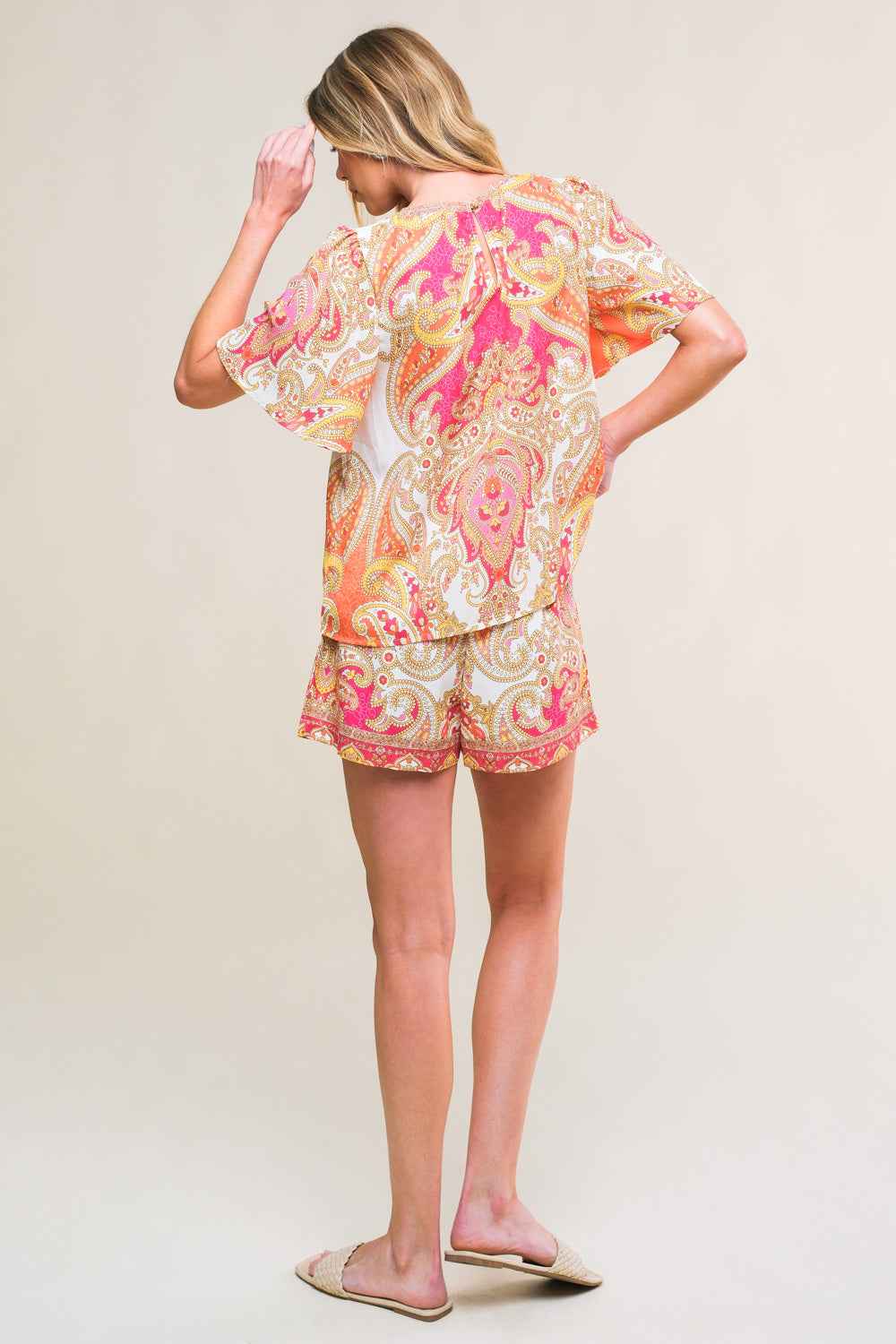 SCARLET SYMPHONY WOVEN TOP AND SHORT SET