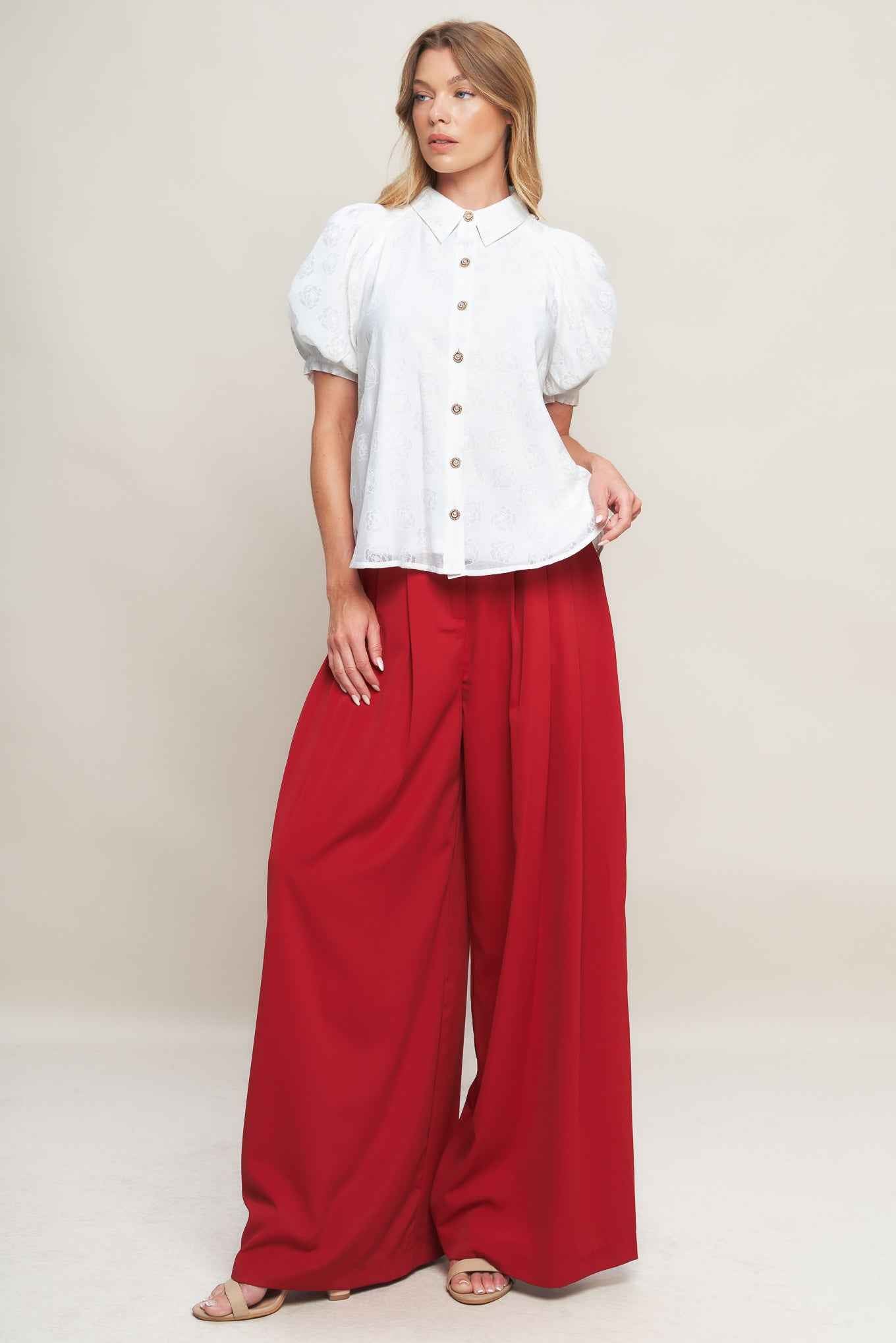 VINEYARD STROLL IVORY WOVEN TOP