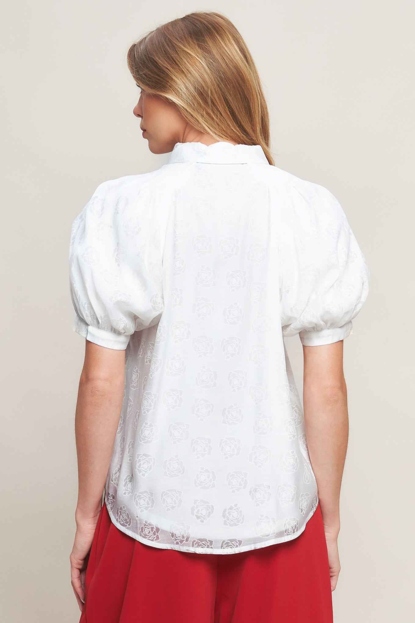 VINEYARD STROLL IVORY WOVEN TOP