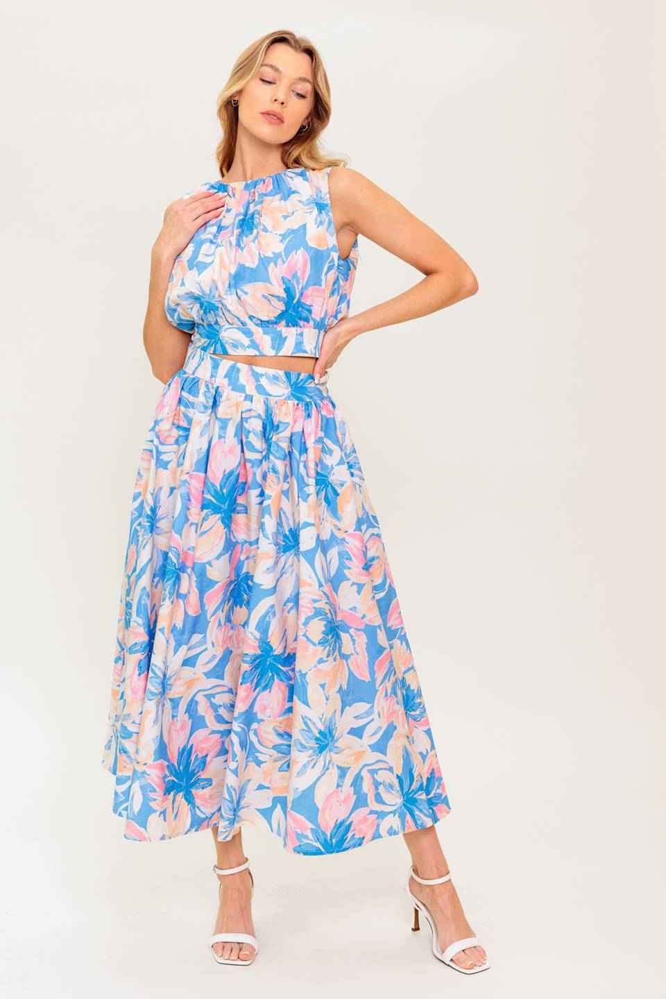 GOLDEN HOUR HARMONY WOVEN TOP AND SKIRT SET