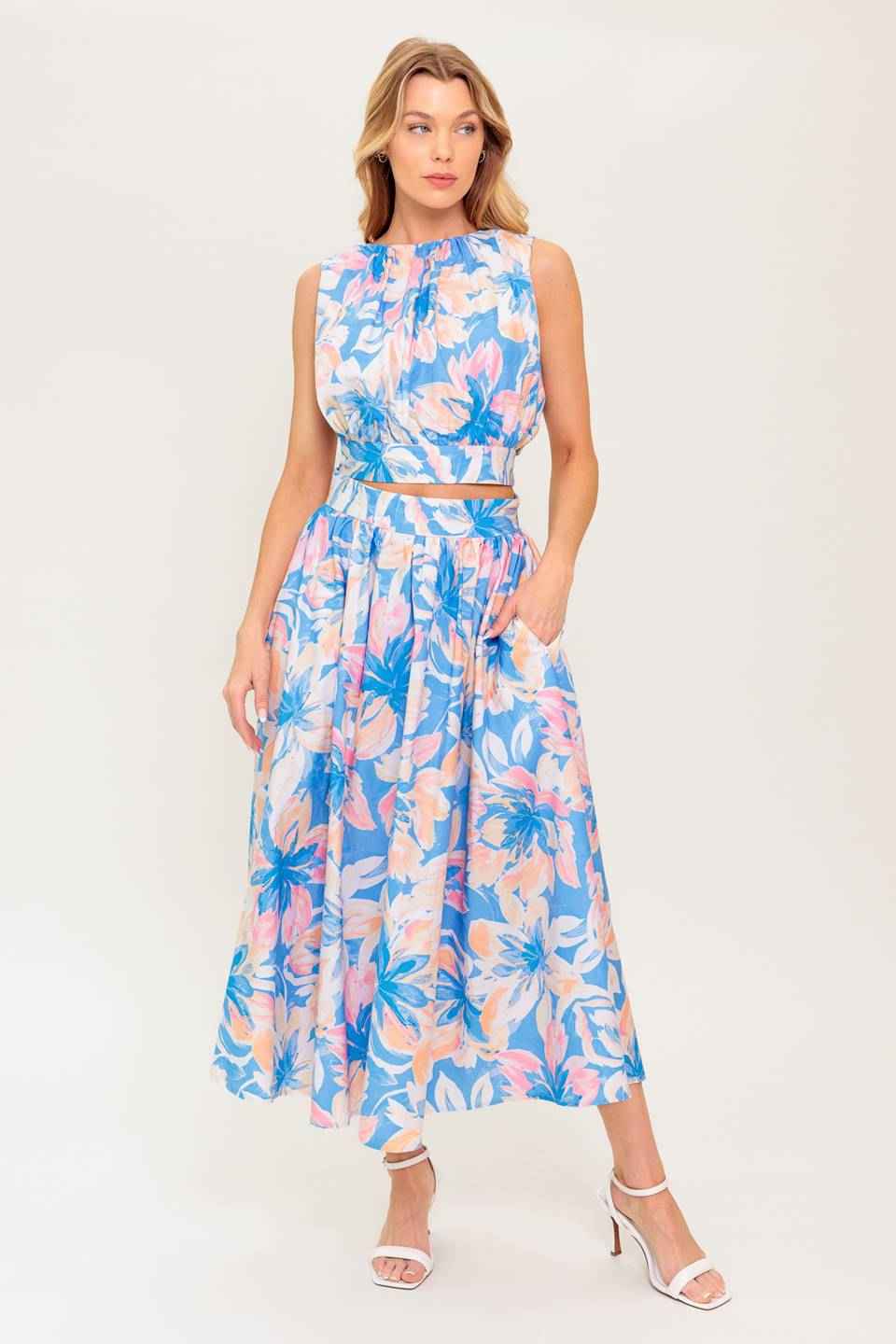 GOLDEN HOUR HARMONY WOVEN TOP AND SKIRT SET