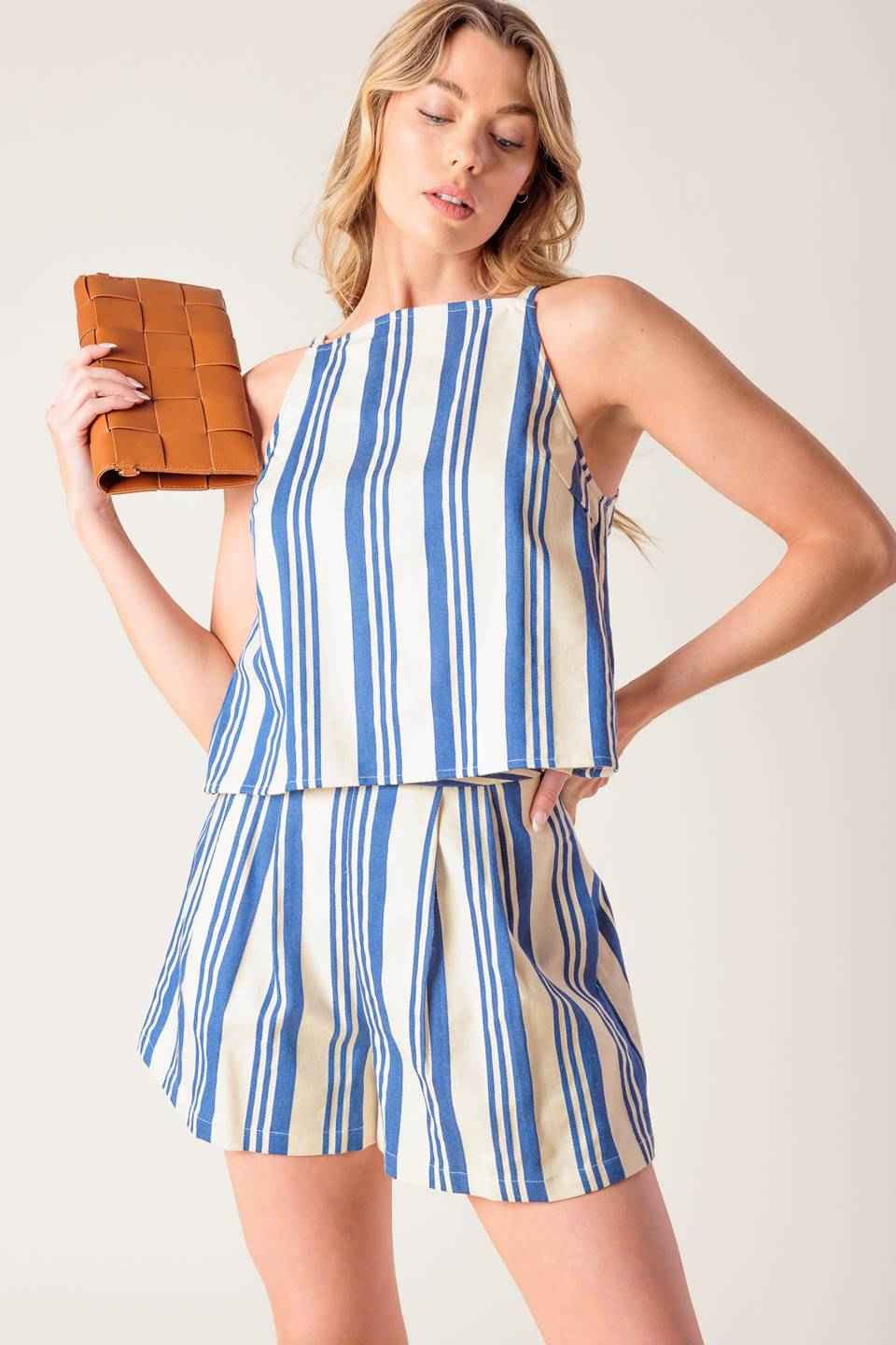 AROUND THE WORLD WOVEN TOP AND SHORT SET