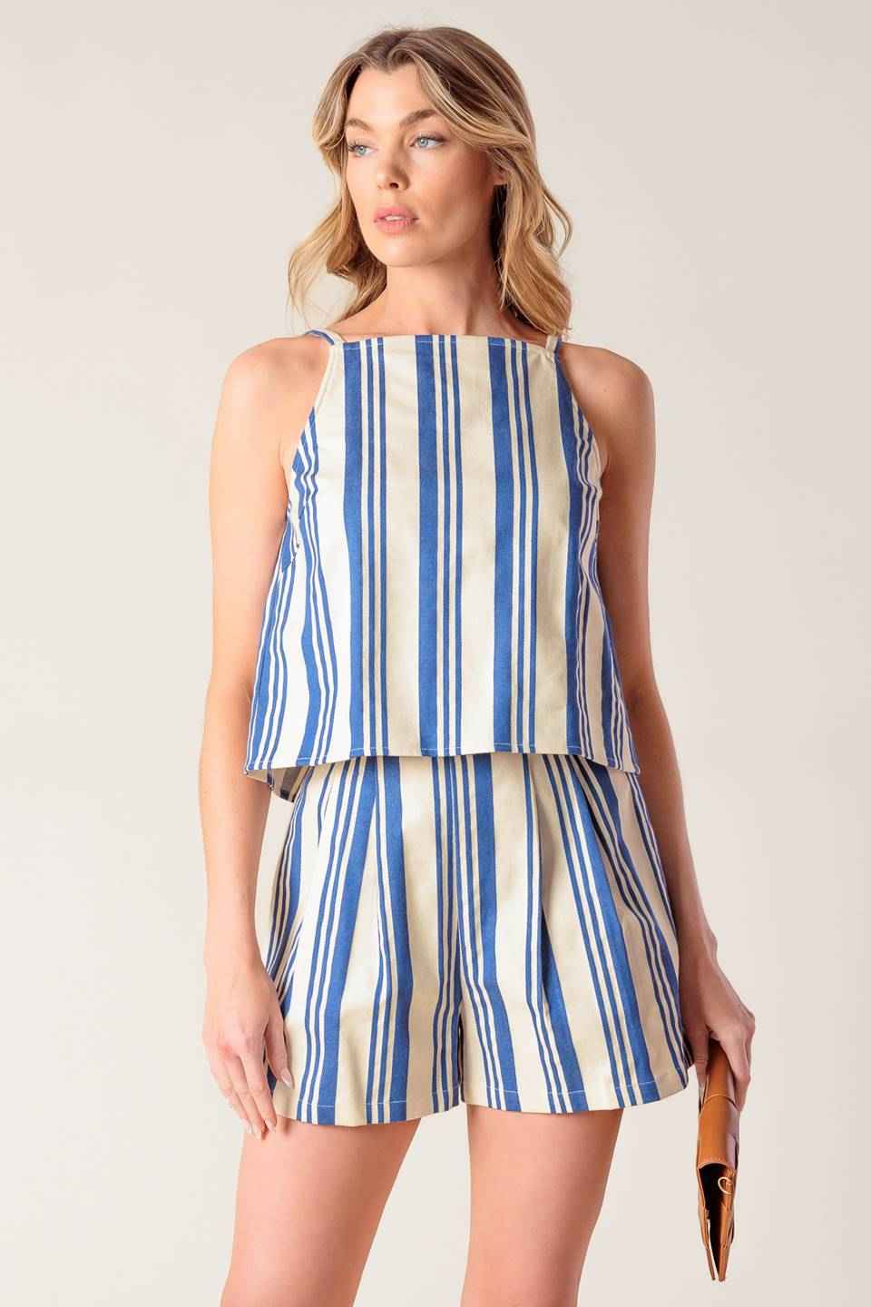 AROUND THE WORLD WOVEN TOP AND SHORT SET