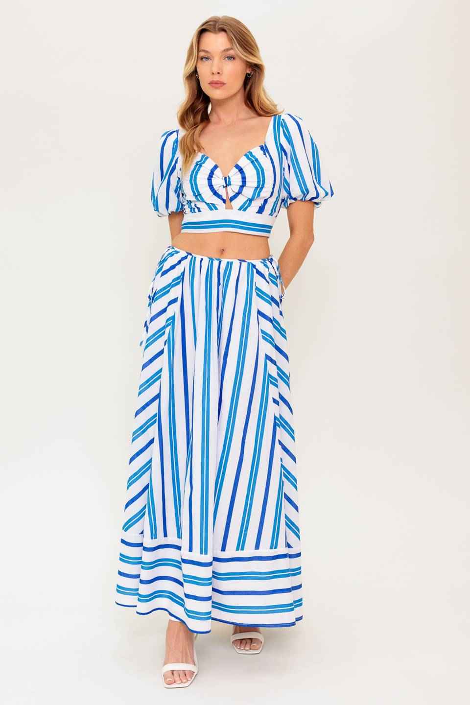 GARDEN WHISPERS WOVEN TOP AND SKIRT SET