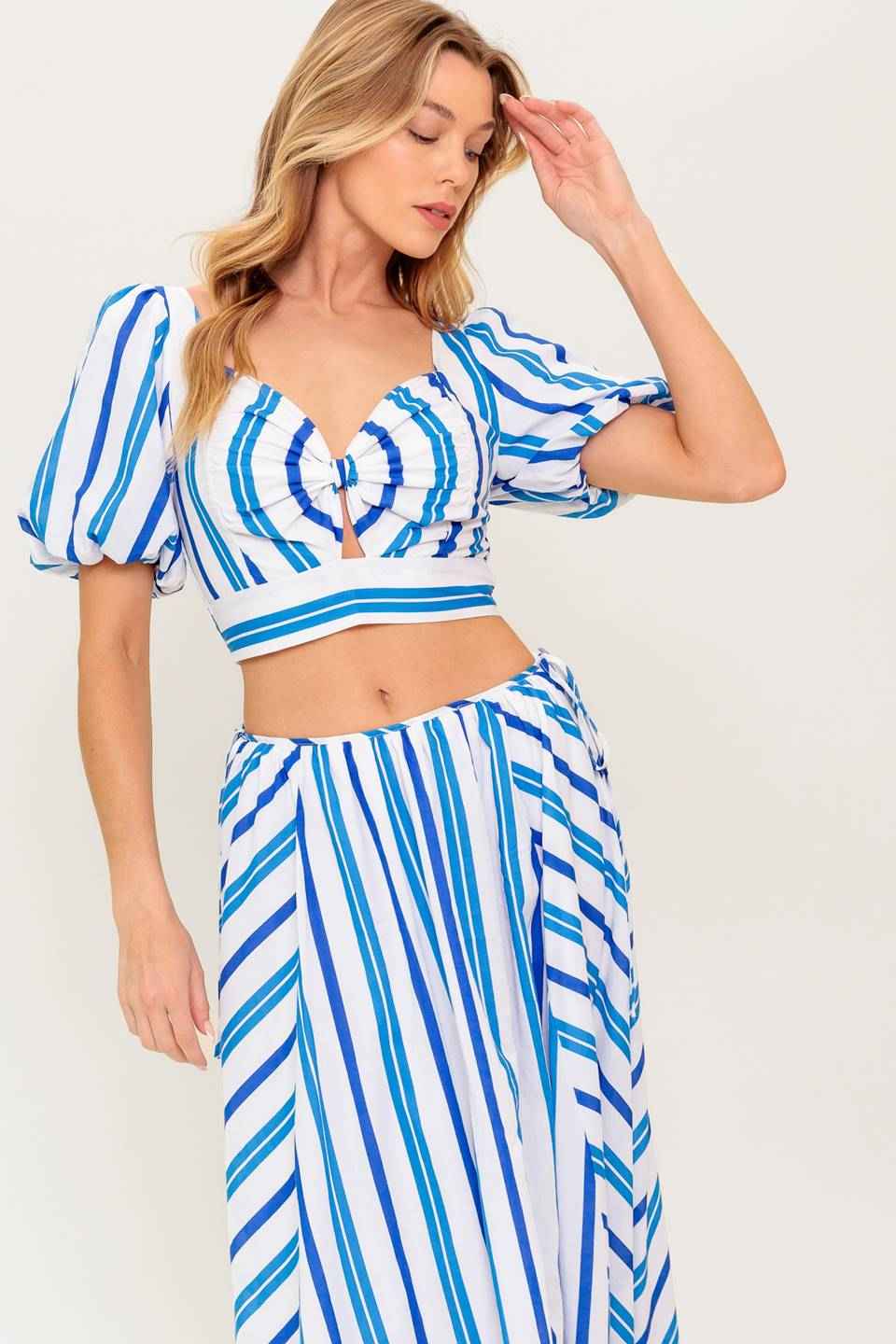 GARDEN WHISPERS WOVEN TOP AND SKIRT SET