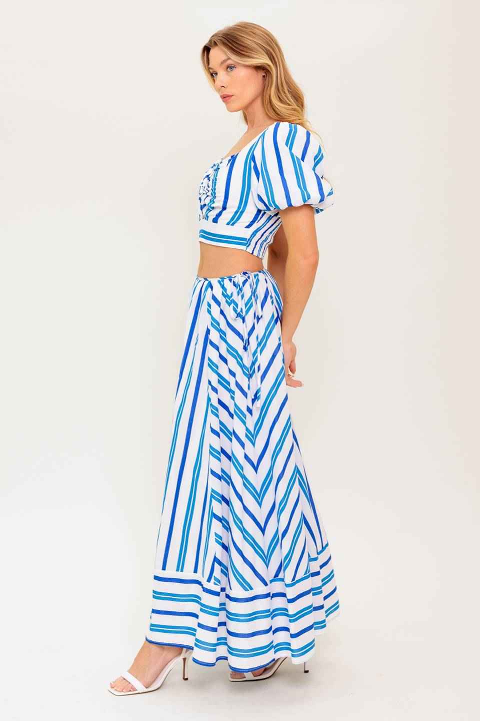 GARDEN WHISPERS WOVEN TOP AND SKIRT SET