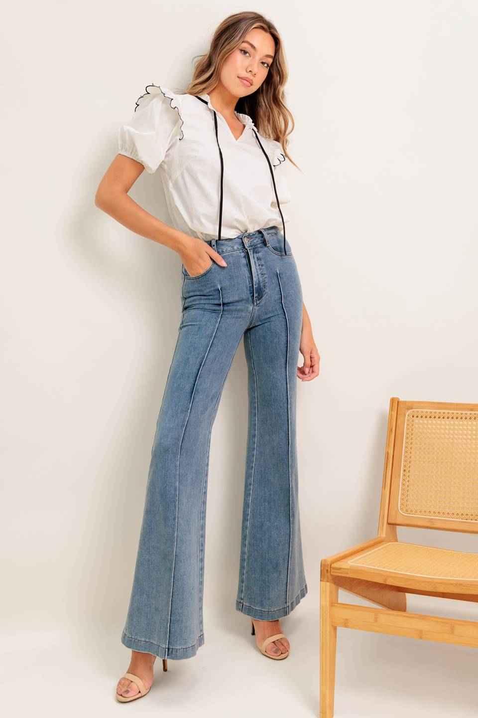 FRENCH WHISPER IVORY WOVEN TOP