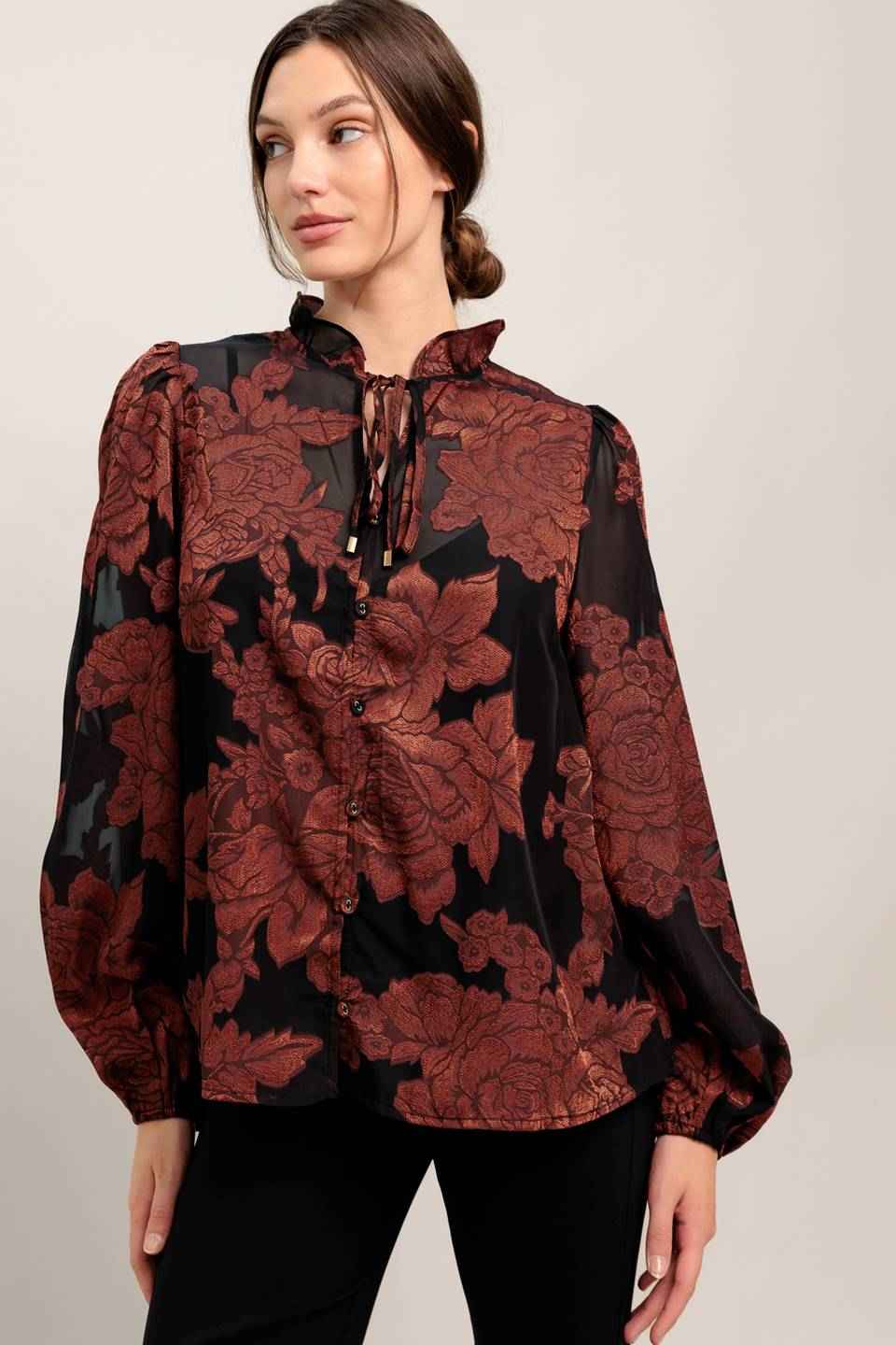 JUST DARK ENOUGH TO FEEL SPECIAL WOVEN TOP