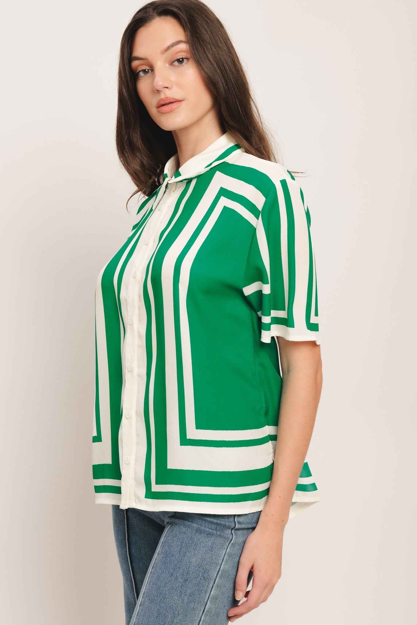 RIVIERA STRIPE WOVEN TOP