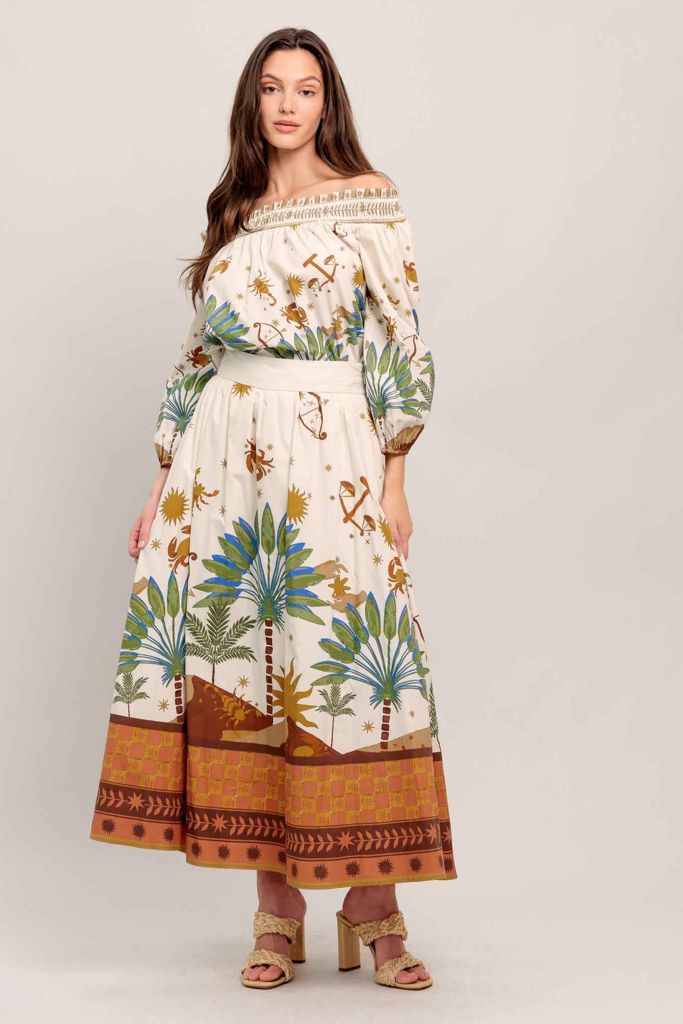 SUNLIT GARDEN WOVEN OFF SHOULDER TOP