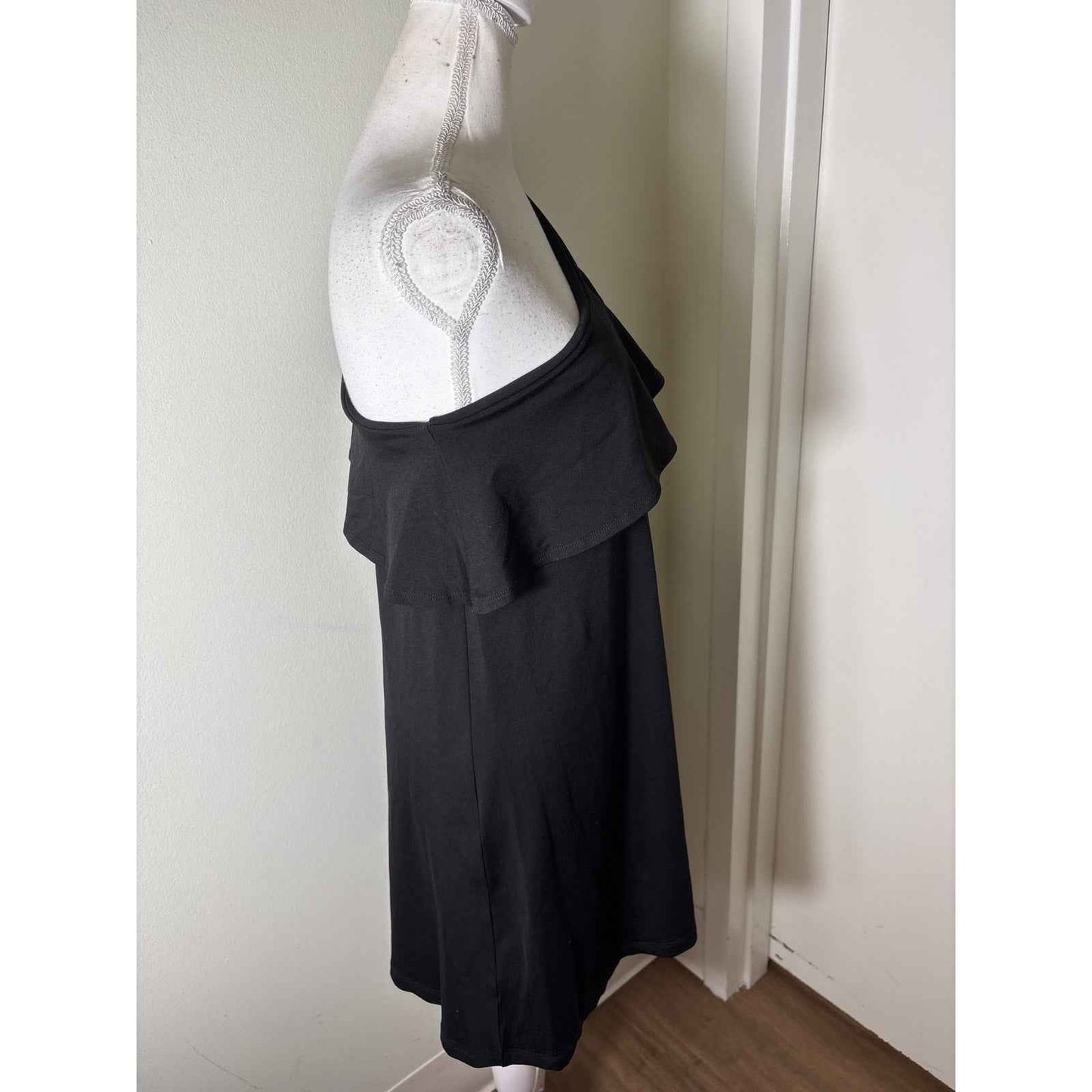 Susana Monaco Black One Shoulder Ruffle Mini Dress Sz S