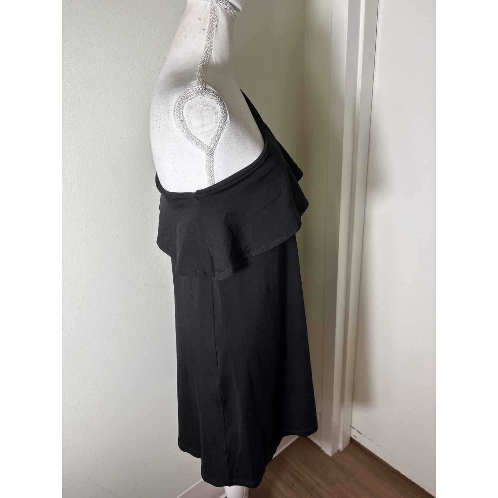 Susana Monaco Black One Shoulder Ruffle Mini Dress Sz S