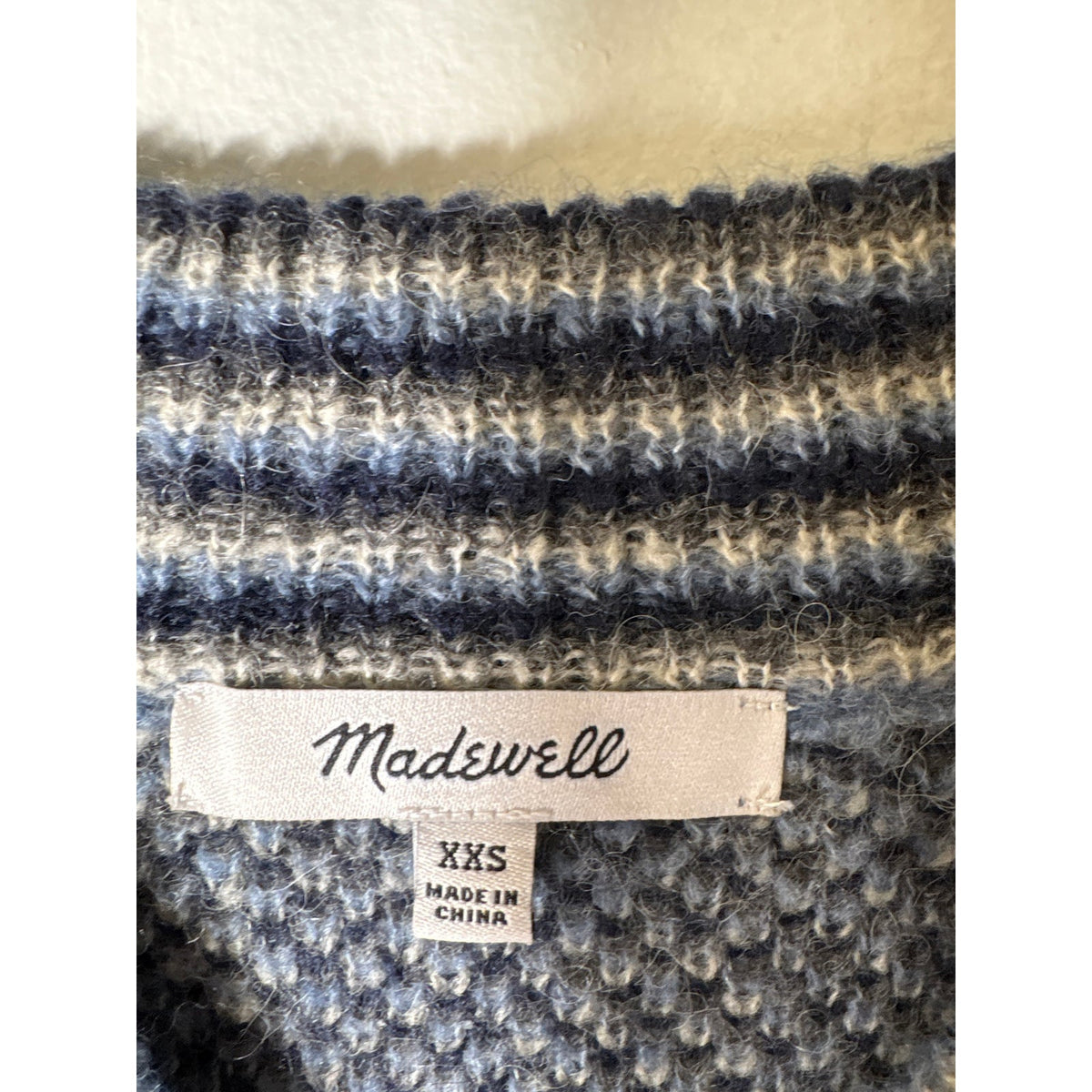 Madewell Gray and Blue Patterned Cardigan Sweater Sz XXS