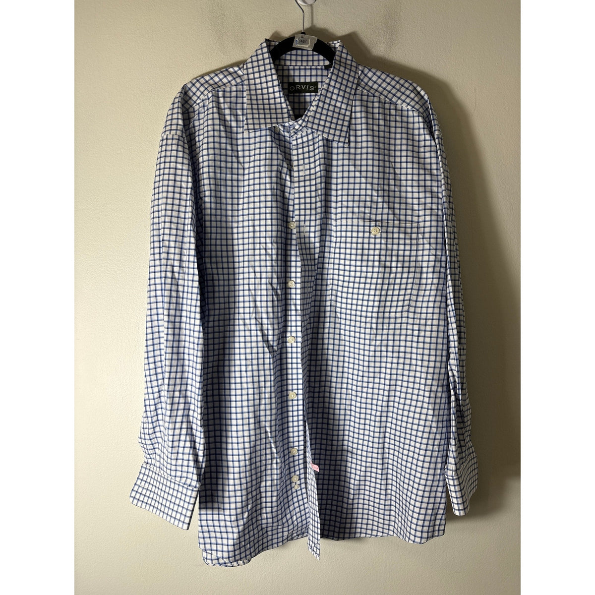 Mens Orvis Blue and White Windowpane XXL