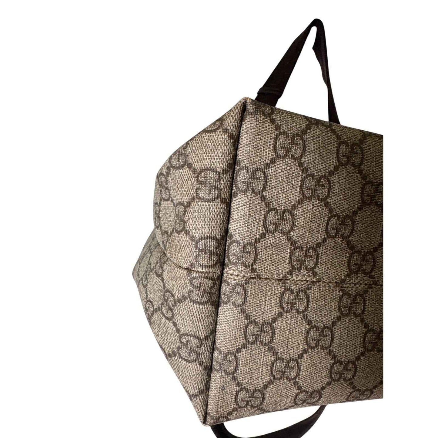 Gucci Brown Vintage Coated Canvas Logo Shoulder Bag Sz 19" Wide X 11" Long