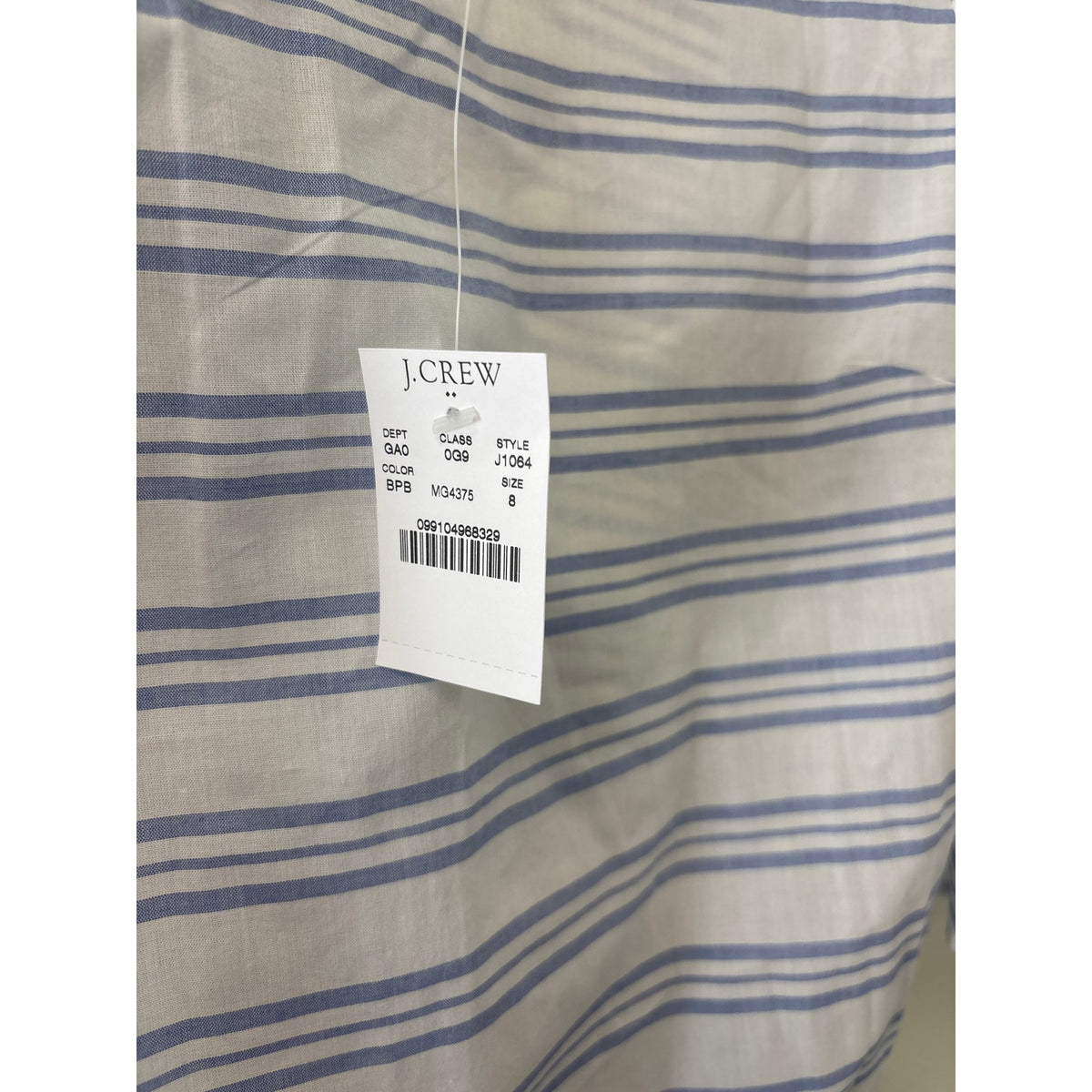 J.Crew White and Blue Stripe Bell Sleeve Top Sz 8