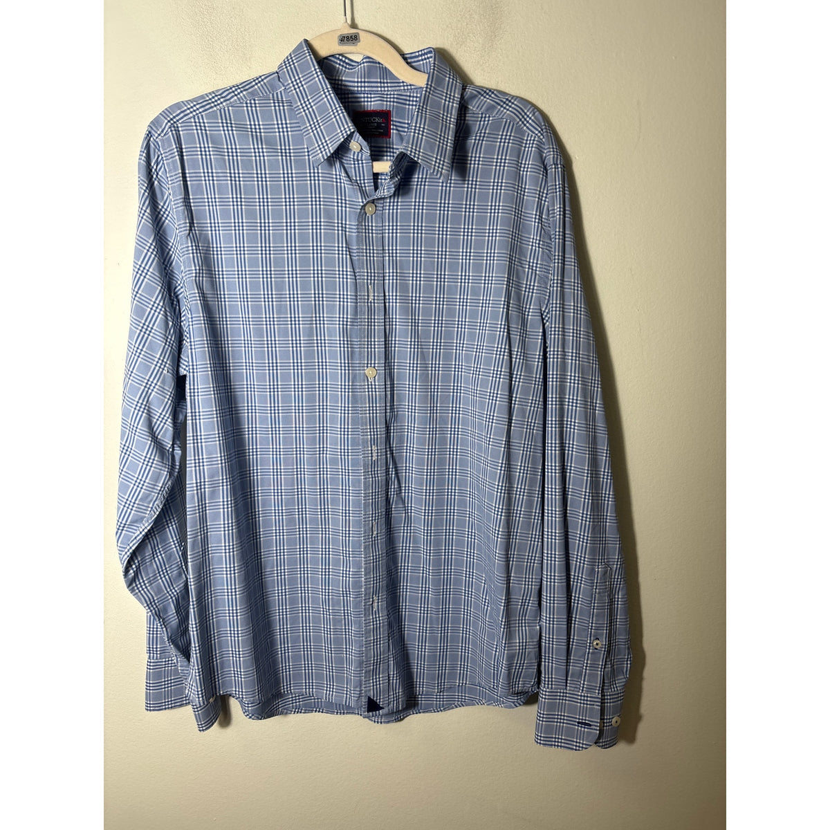 Mens Untuckit Blue Plaid Long Sleeve Button Up Shirt Sz L