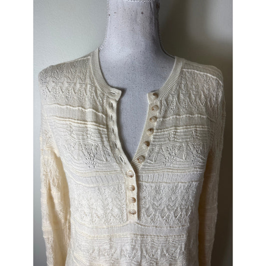 La Maille Sezane Cream Long Sleeve Textured Sweater Sz S