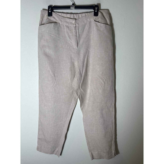 Chicos Khaki Linen Lightweight Pant Sz 12R
