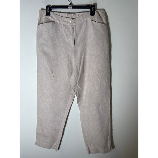 Chicos Khaki Linen Lightweight Pant Sz 12R