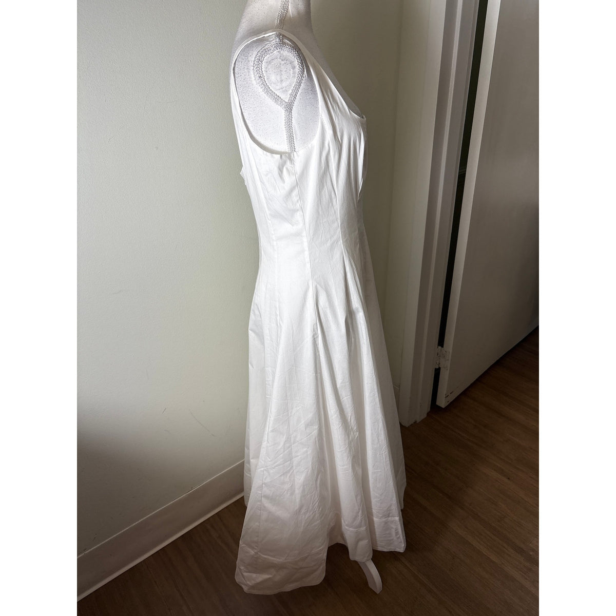 Staud White Cotton Sleeveless A-Line Midi Dress Sz 10