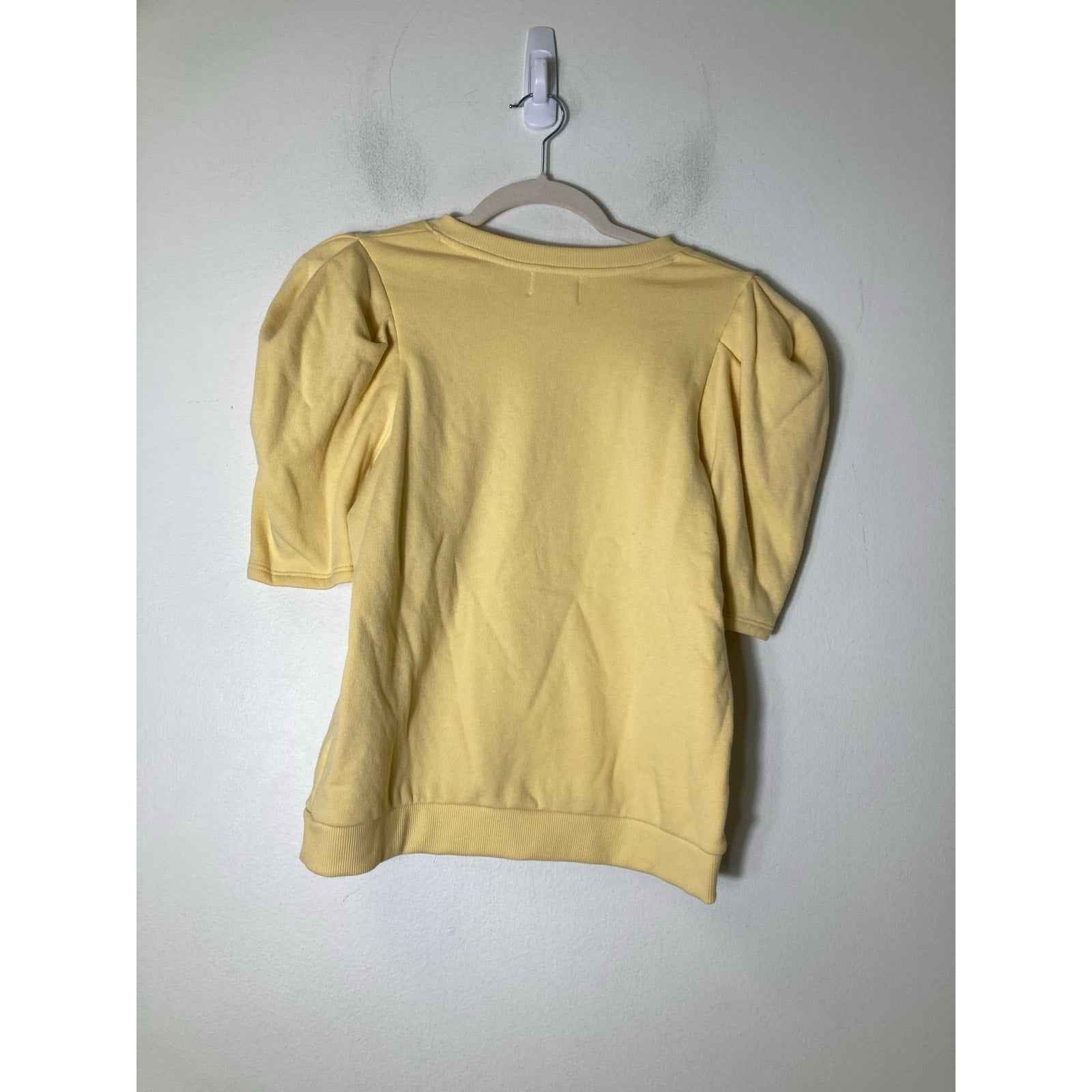 Nation Yellow Puff Sleeve Sweatshirt Sz S