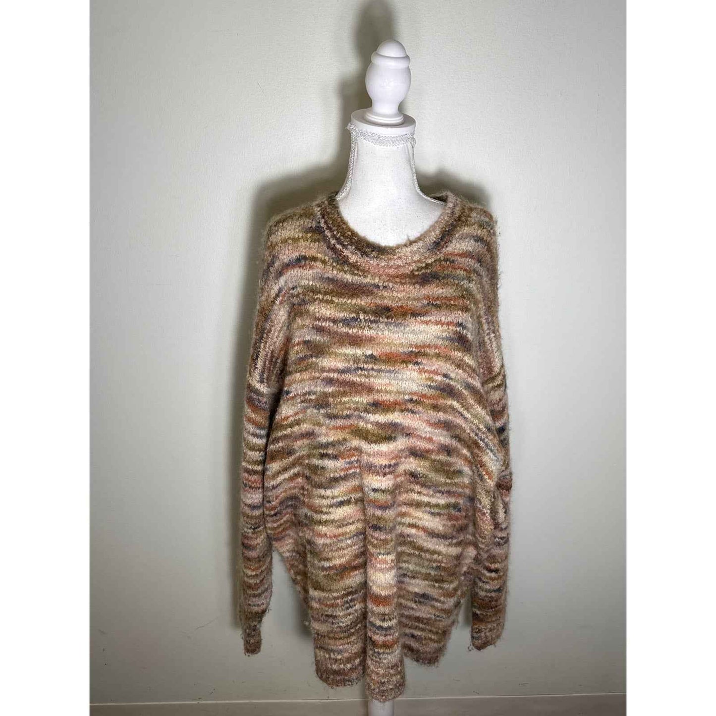 Free People Muted Multicolor Long Sleeve Oversized Sweater Sz S