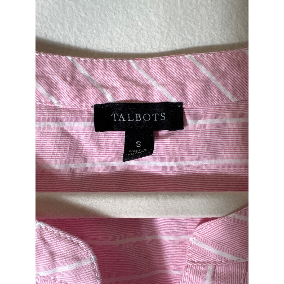 Talbots Pink Stripe Cap Sleeve Cotton Button Up Shirt Sz S