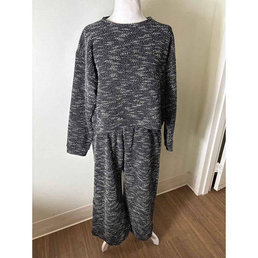 Buru Black and White Knit Top and Bottom Set Sz S/M